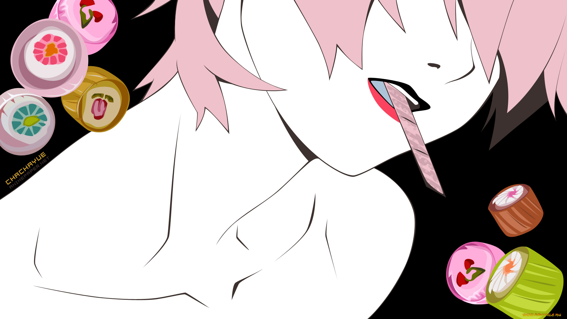 аниме, bakemonogatari, девушка, конфеты, лезвие