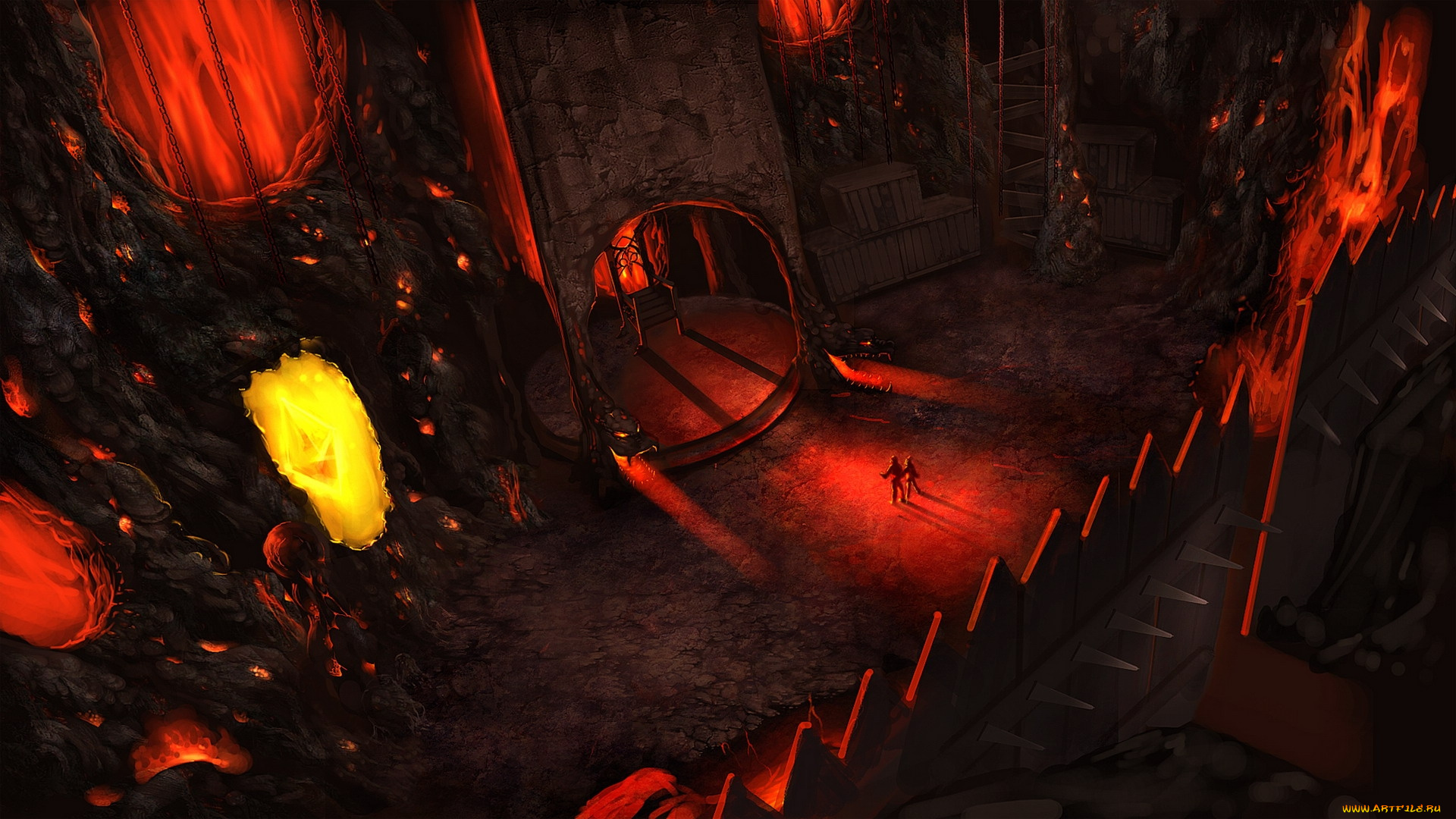 аниме, *unknown, другое, темный, дворец, люди