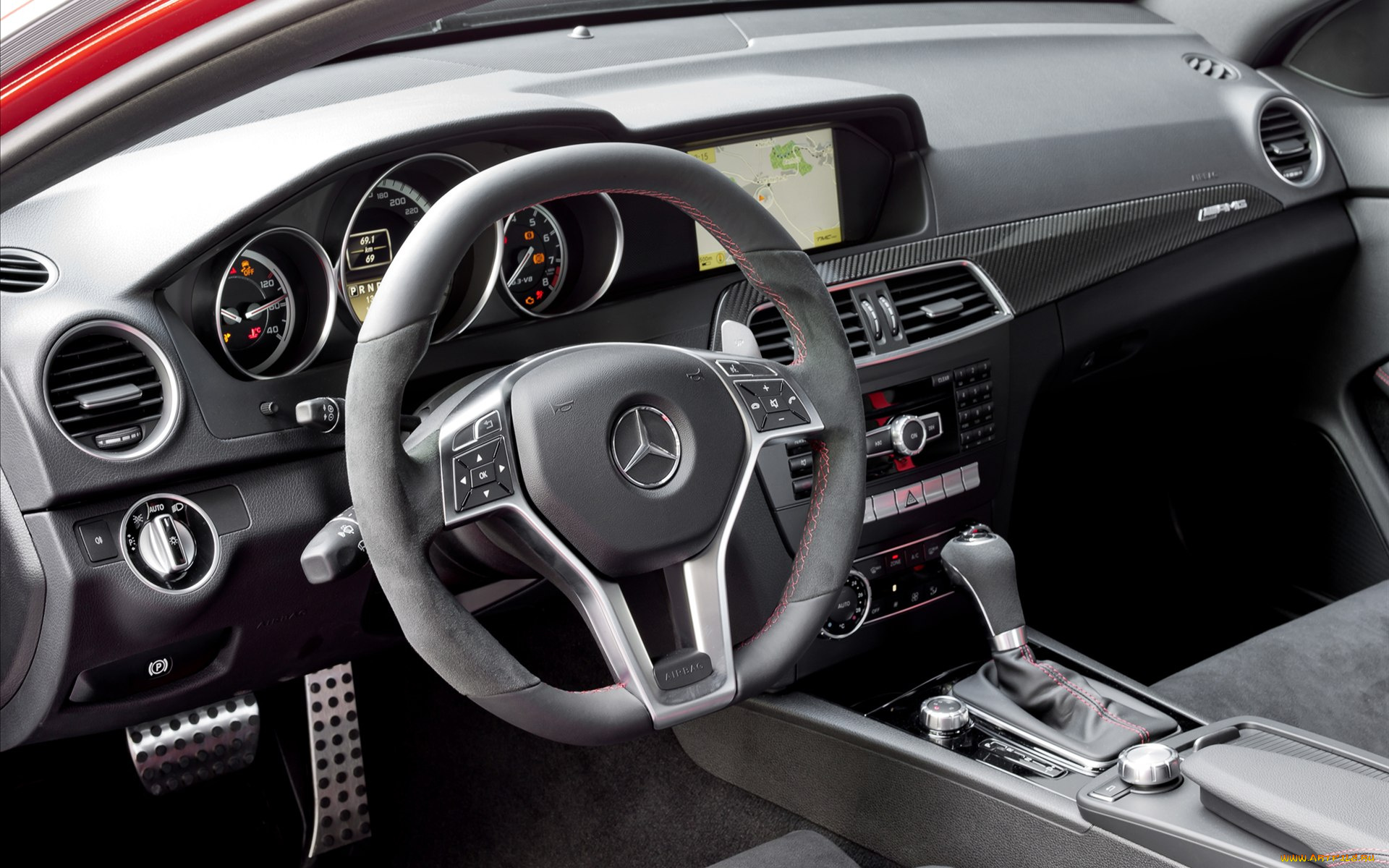 mercedes, benz, c63, amg, 2012, автомобили, спидометры, торпедо, салон, приборка, руль