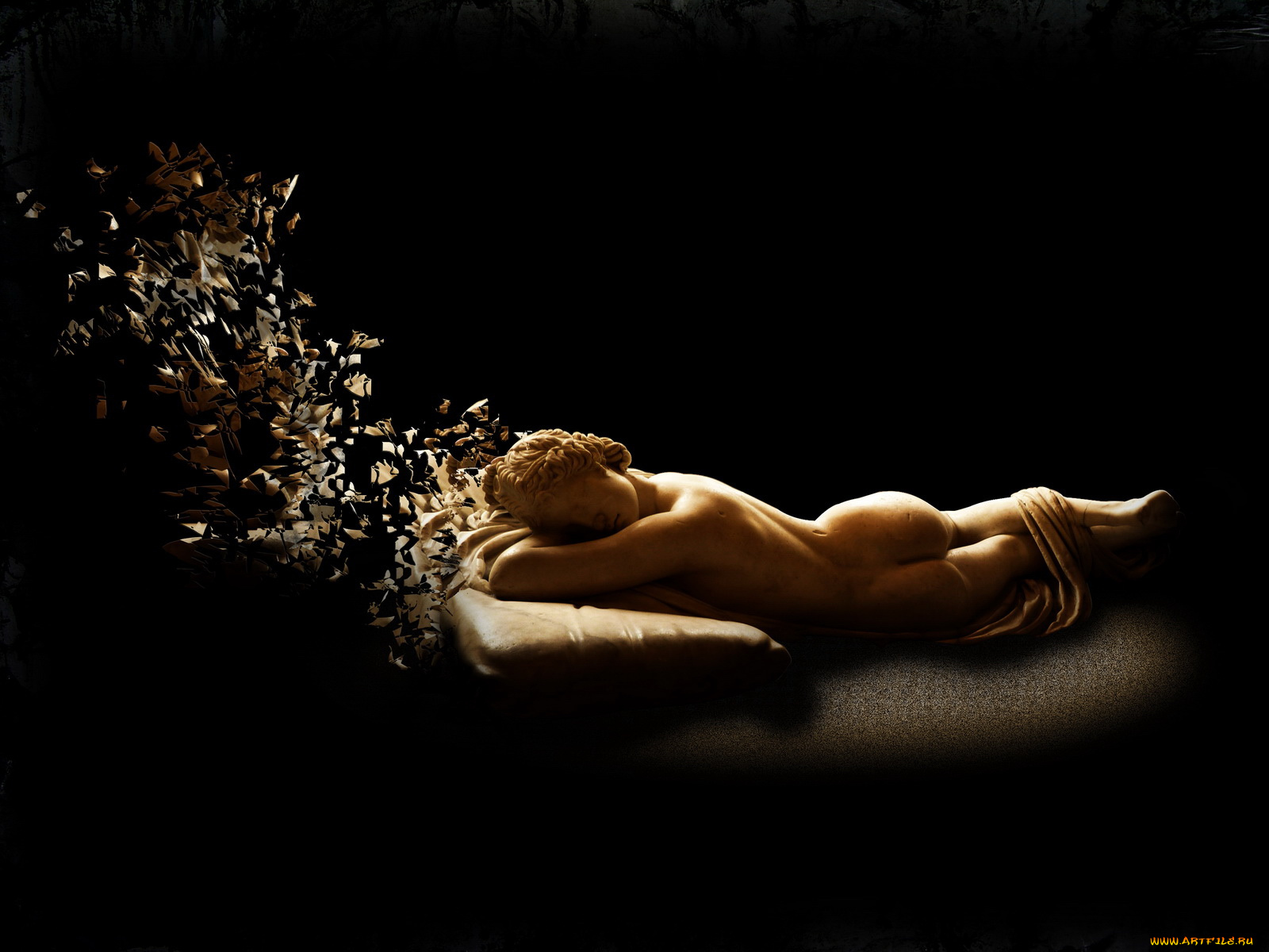 разное, рельефы, статуи, музейные, экспонаты, девушка, подушка