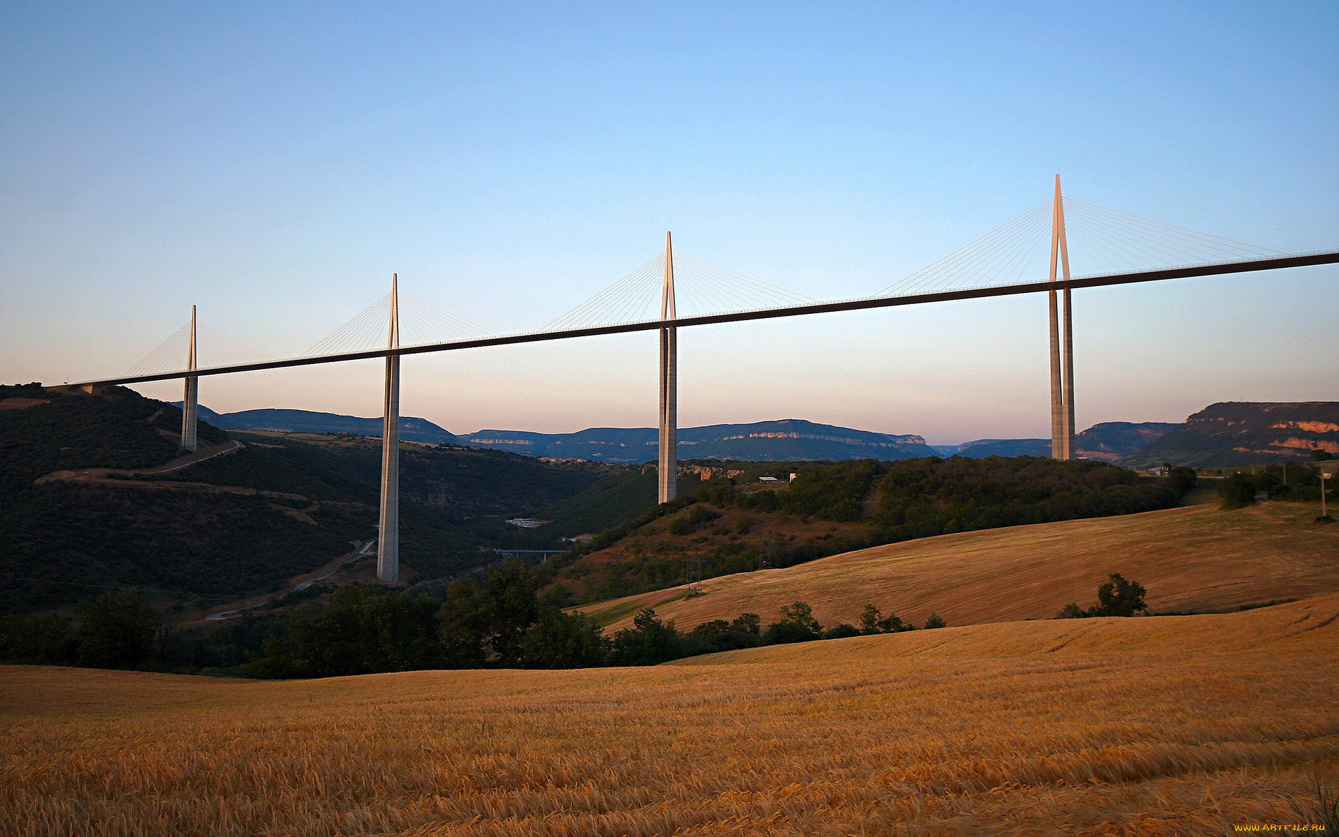 города, мосты, поле, мост