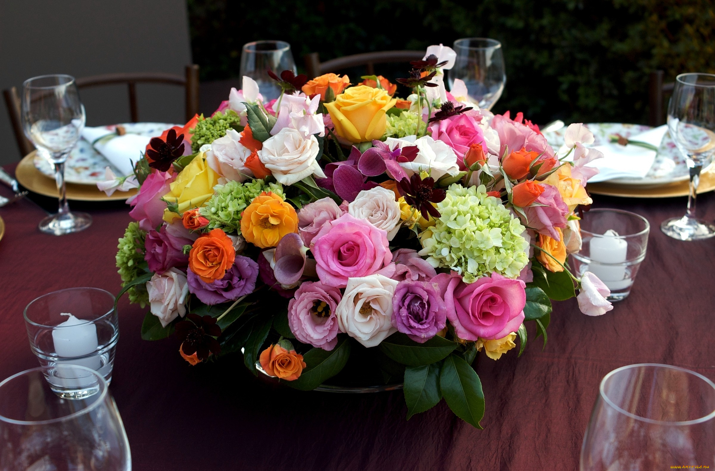 цветы, букеты, композиции, розы, эустома, гортензия