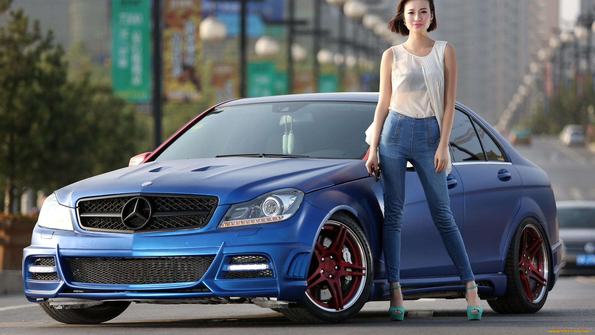 автомобили, авто, девушками, mercedes, c260, девушка