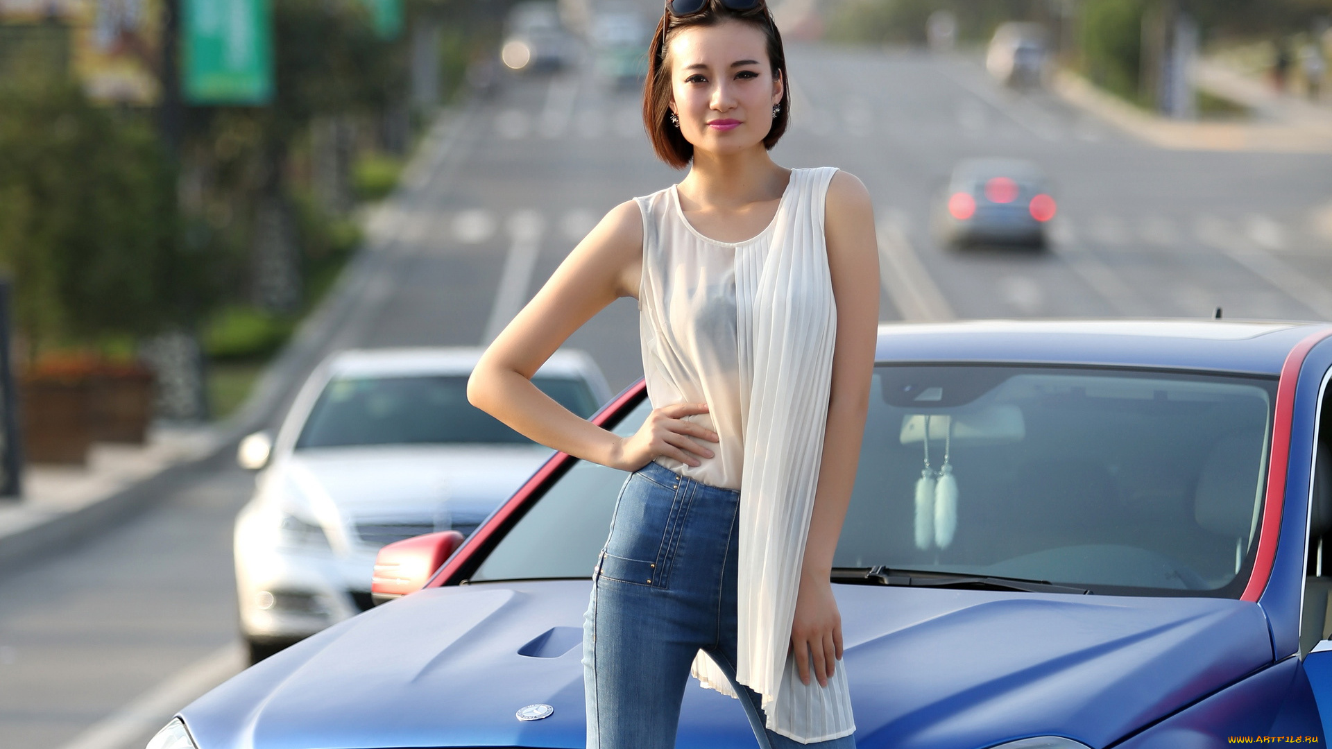 автомобили, авто, девушками, mercedes, c260, девушка