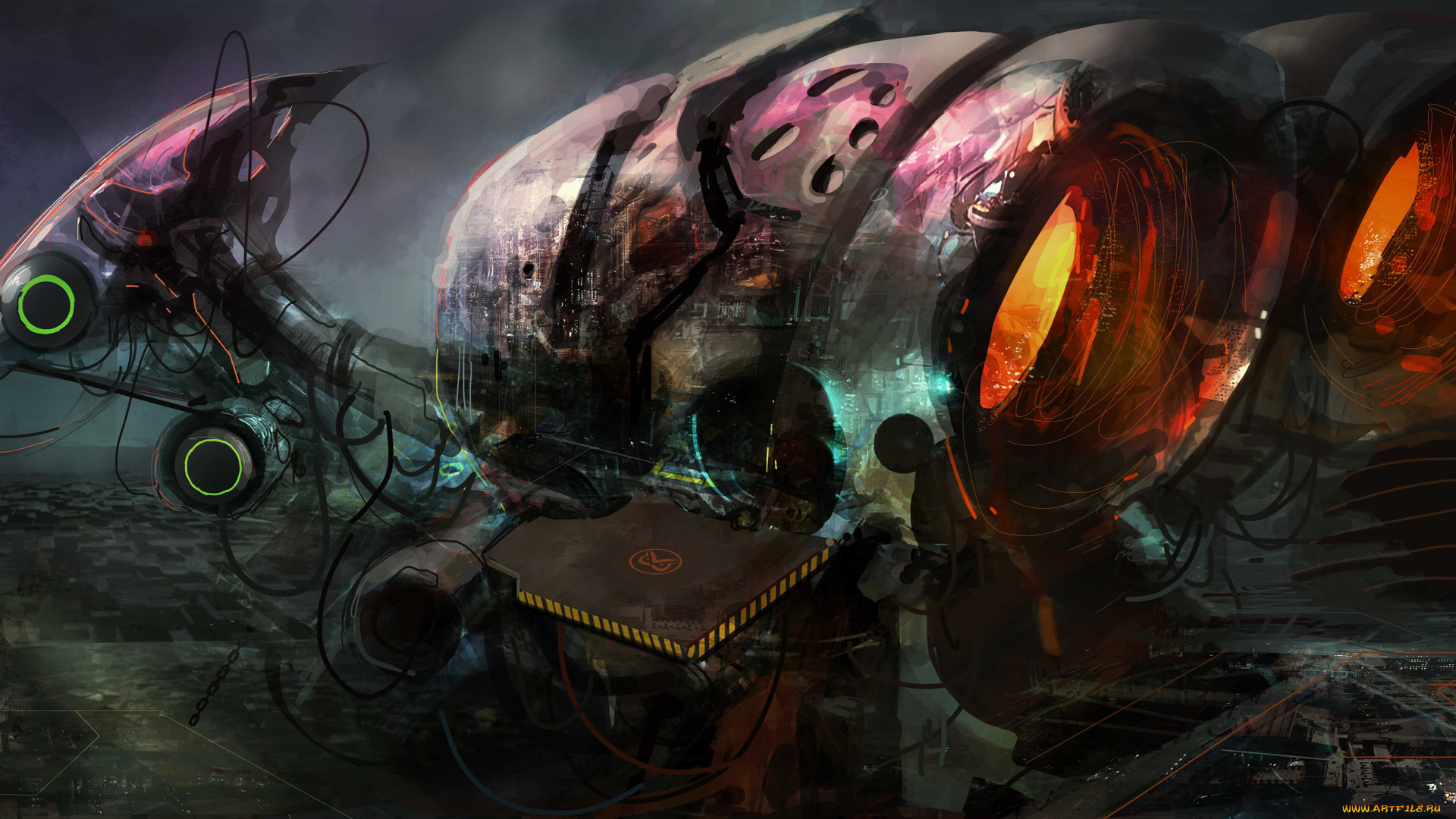 фэнтези, космические, корабли, звездолеты, станции, провода