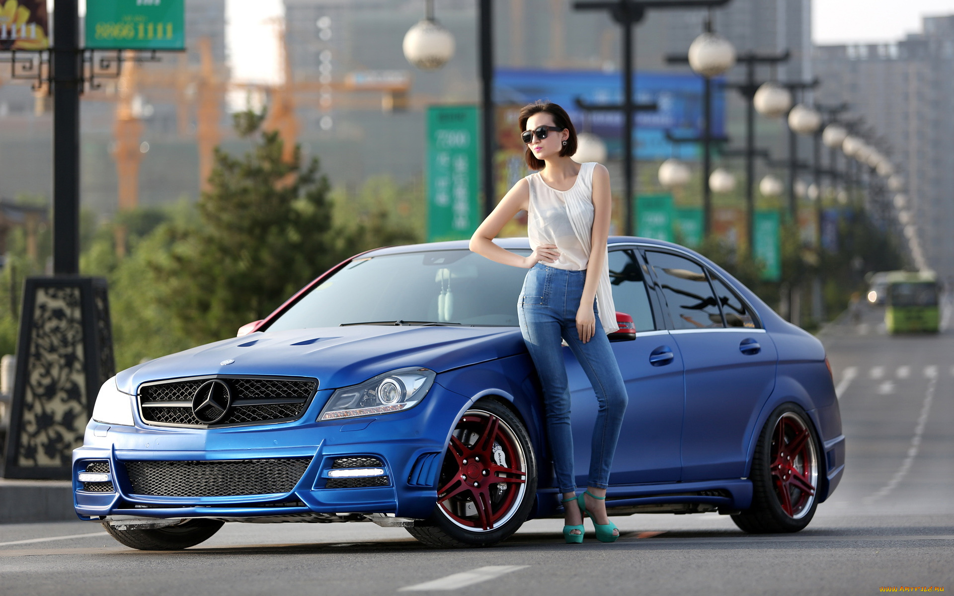 автомобили, авто, девушками, mercedes, c260, девушка