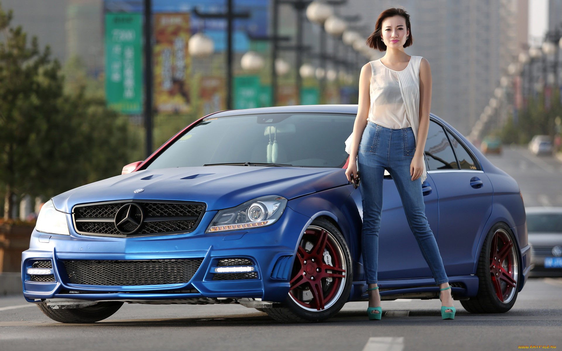 автомобили, авто, девушками, mercedes, c260, девушка