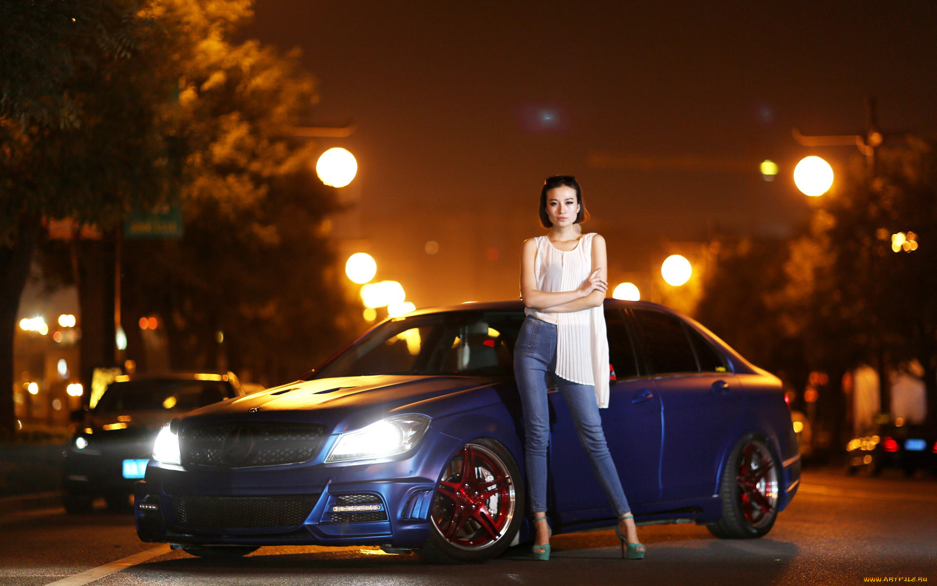 автомобили, авто, девушками, mercedes, c260, девушка