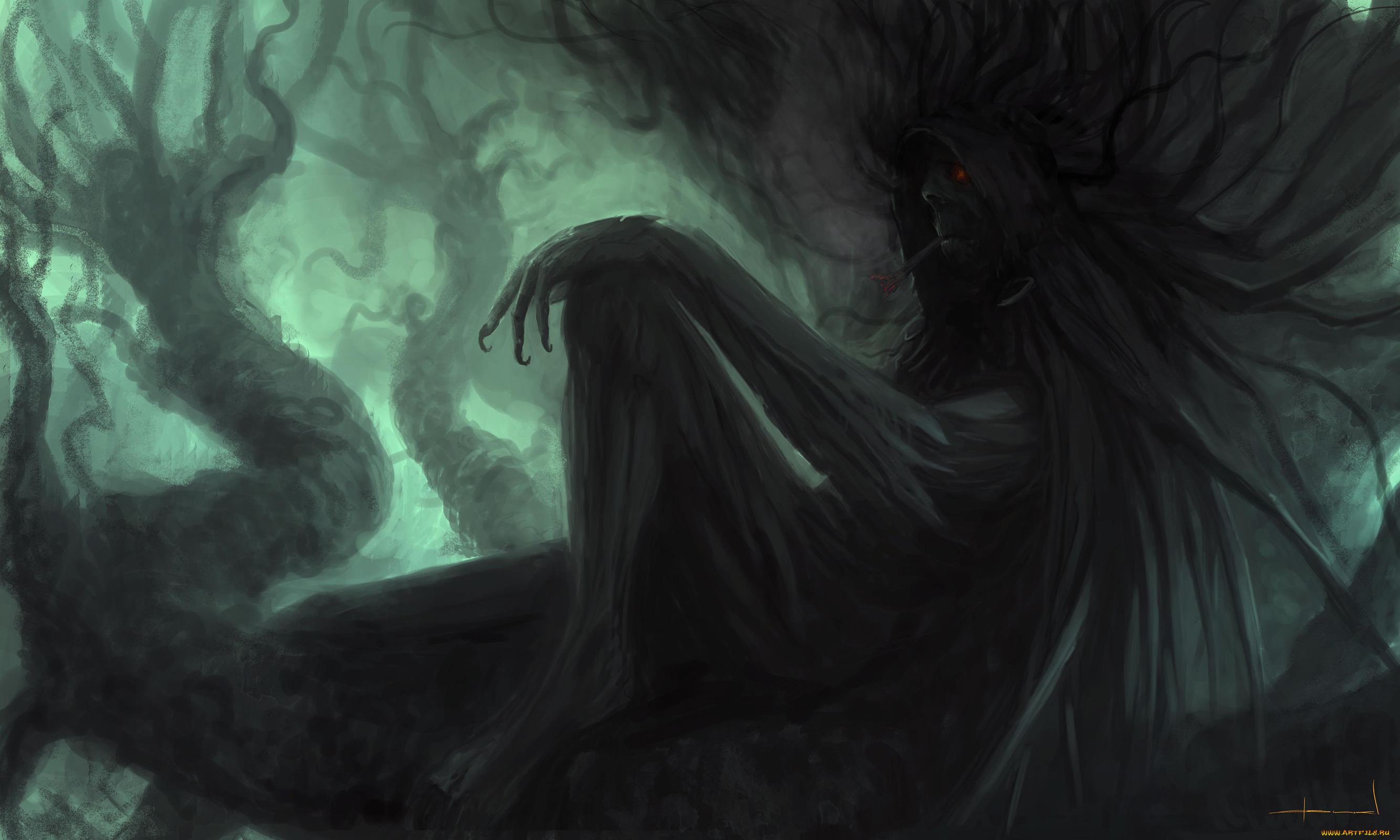 фэнтези, существа, когти, папироса