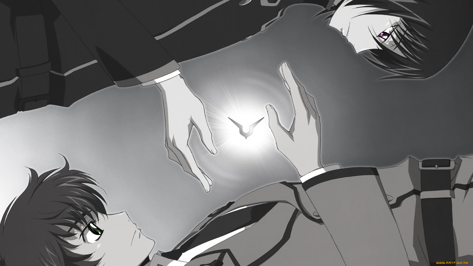 аниме, code, geass, код, гиасс, чёрно-белая, парни