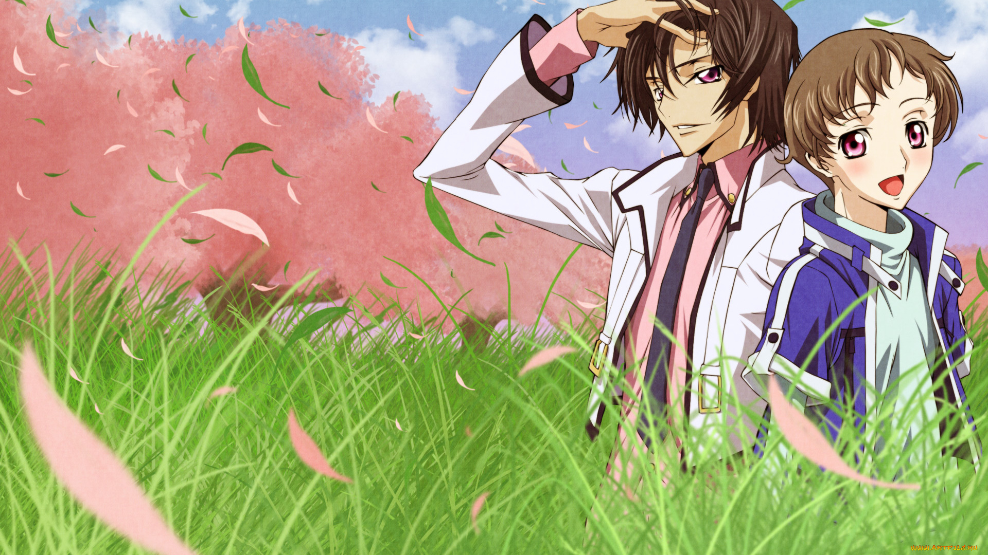 аниме, code, geass, код, гиасс, парни, трава