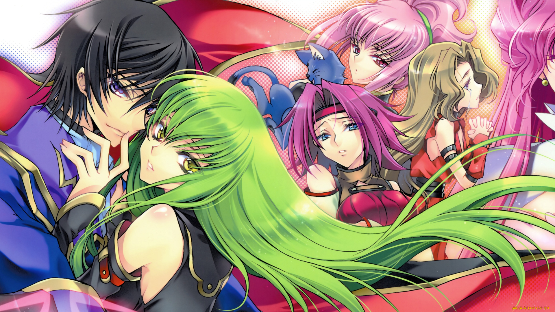 аниме, code, geass, парень, девушки, код, гиас