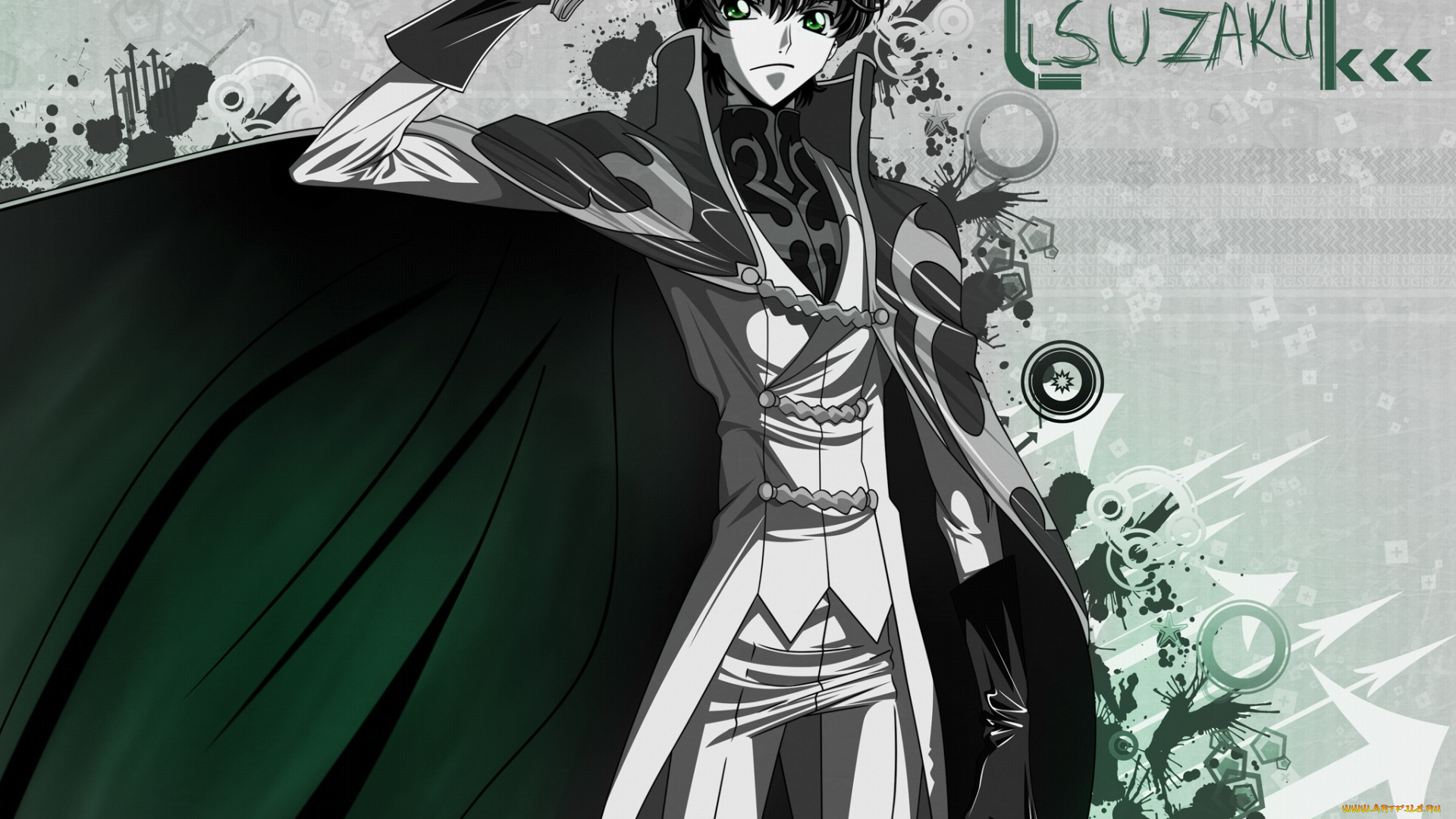 аниме, code, geass, парень, код, гиасс, плащ, взгляд, белый, костюм