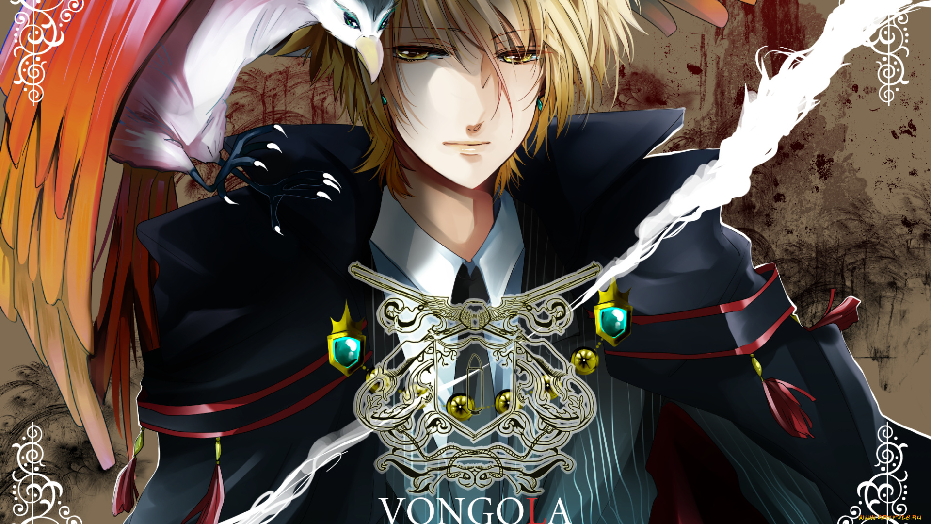 аниме, katekyo, hitman, reborn, учитель, мафиози, реборн, узоры, парень, птица, ванголла, примо