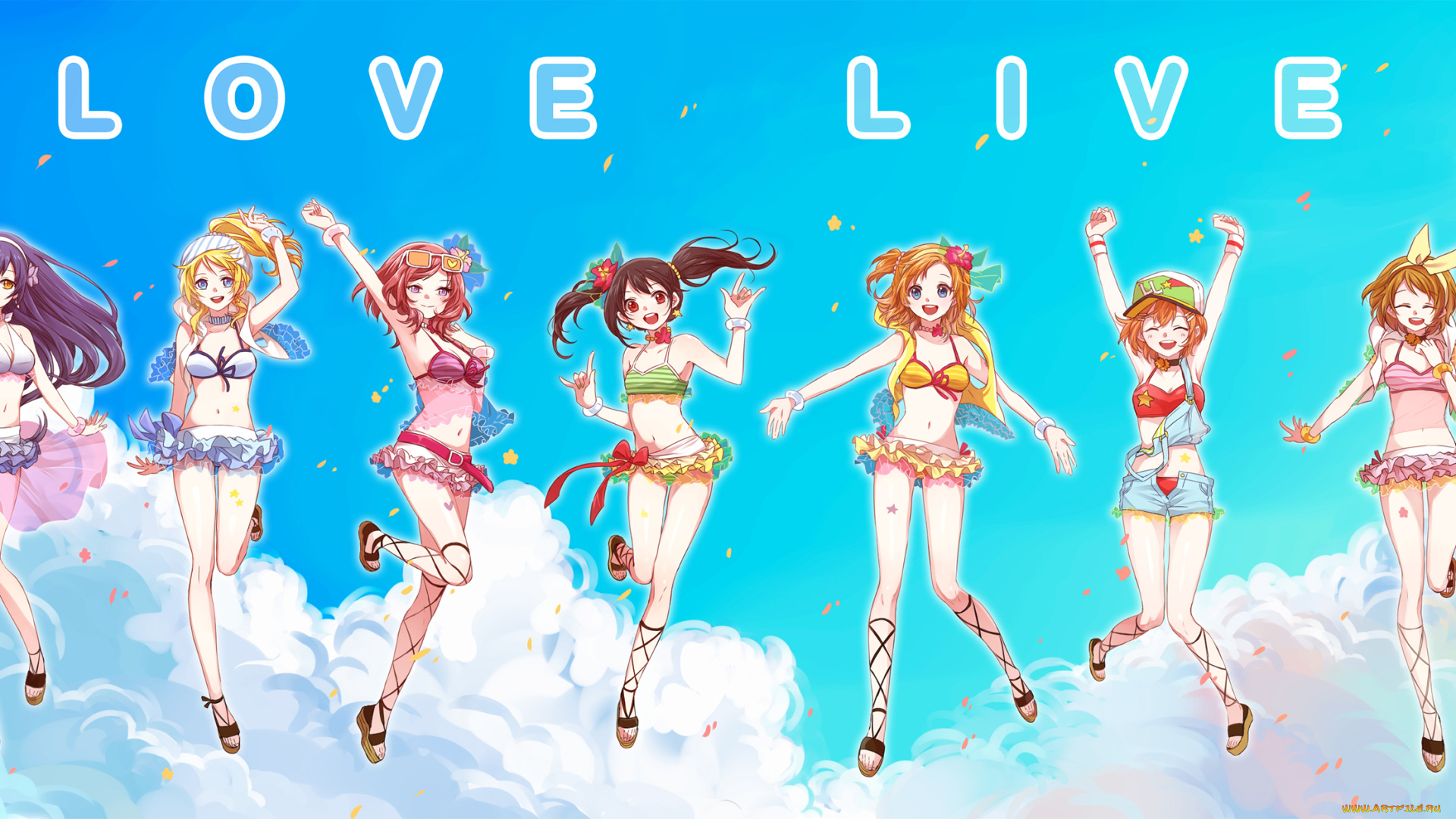 аниме, *unknown, , другое, chim, art, hoshizora, rin, love, live, небо, бикини, смущение, nishikino, maki, minami, kotori, school, idol, project, радость, yazawa, nico, toujou, nozomi, sonoda, umi, ayase, eli, девушки, kousaka, honoka, koizumi, hanayo