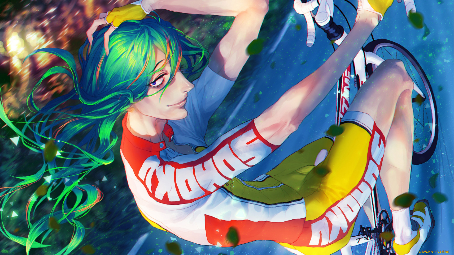 аниме, yowamushi, pedal, rukiana, art, yowamushi, pedal, спорт, велосипед, улыбка, взгляд, парень, makishima, yuusuke