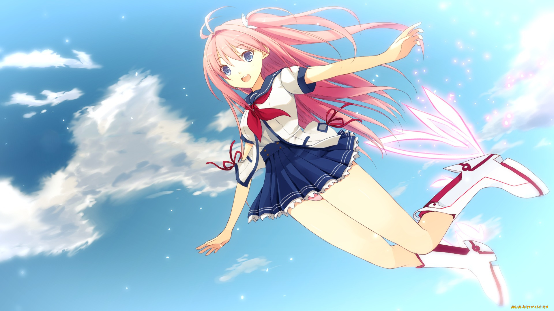 ao, no, kanata, no, four, rhythm, аниме, *unknown, , другое, взгляд, kurashina, asuka, девушка, art, ao, no, kanata, four, rhythm, небо, радость, полет