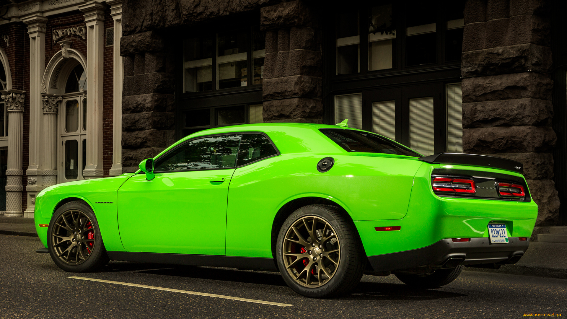 автомобили, dodge, 2015г, srt, challenger, зеленый, lc, hellcat
