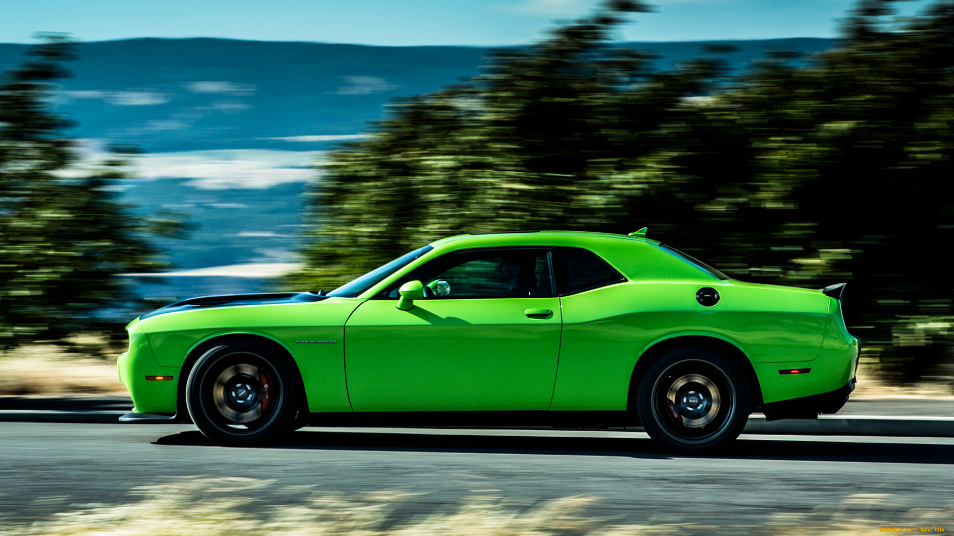 автомобили, dodge, hellcat, lc, зеленый, srt, challenger, 2015г