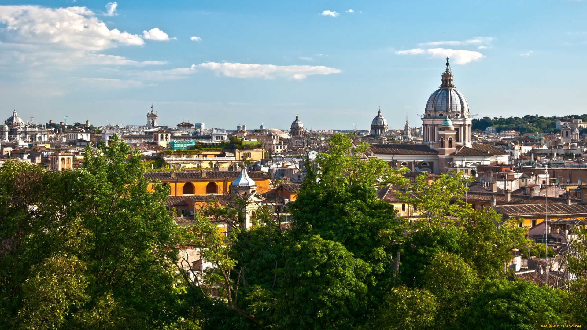 города, рим, , ватикан, , италия, панорама