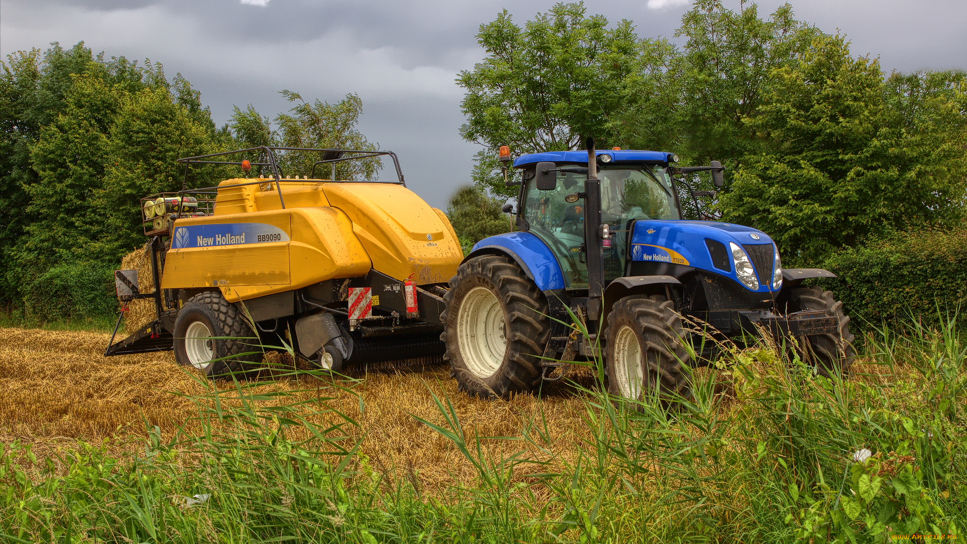 техника, тракторы, комбайн, поле