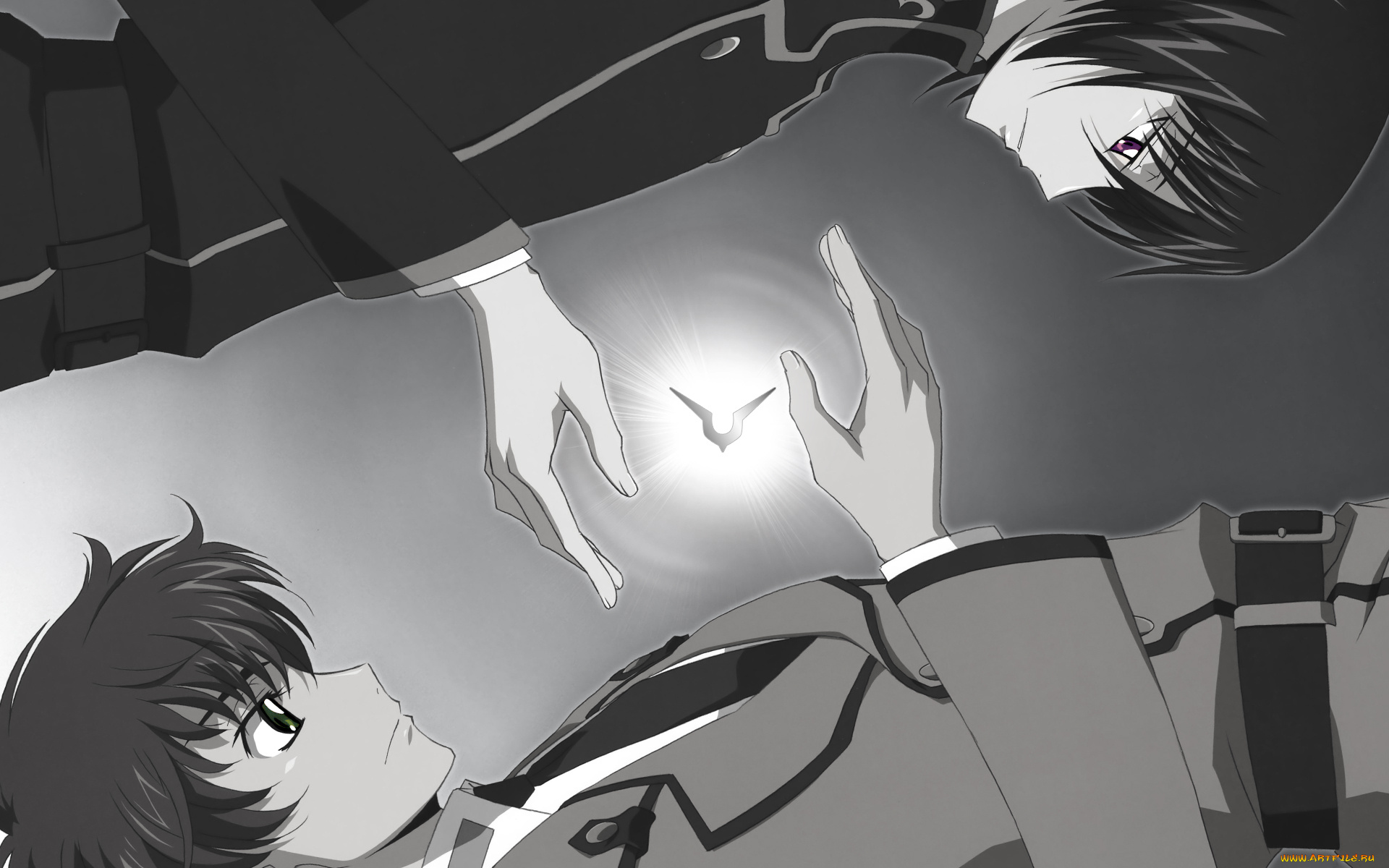 аниме, code, geass, код, гиасс, чёрно-белая, парни