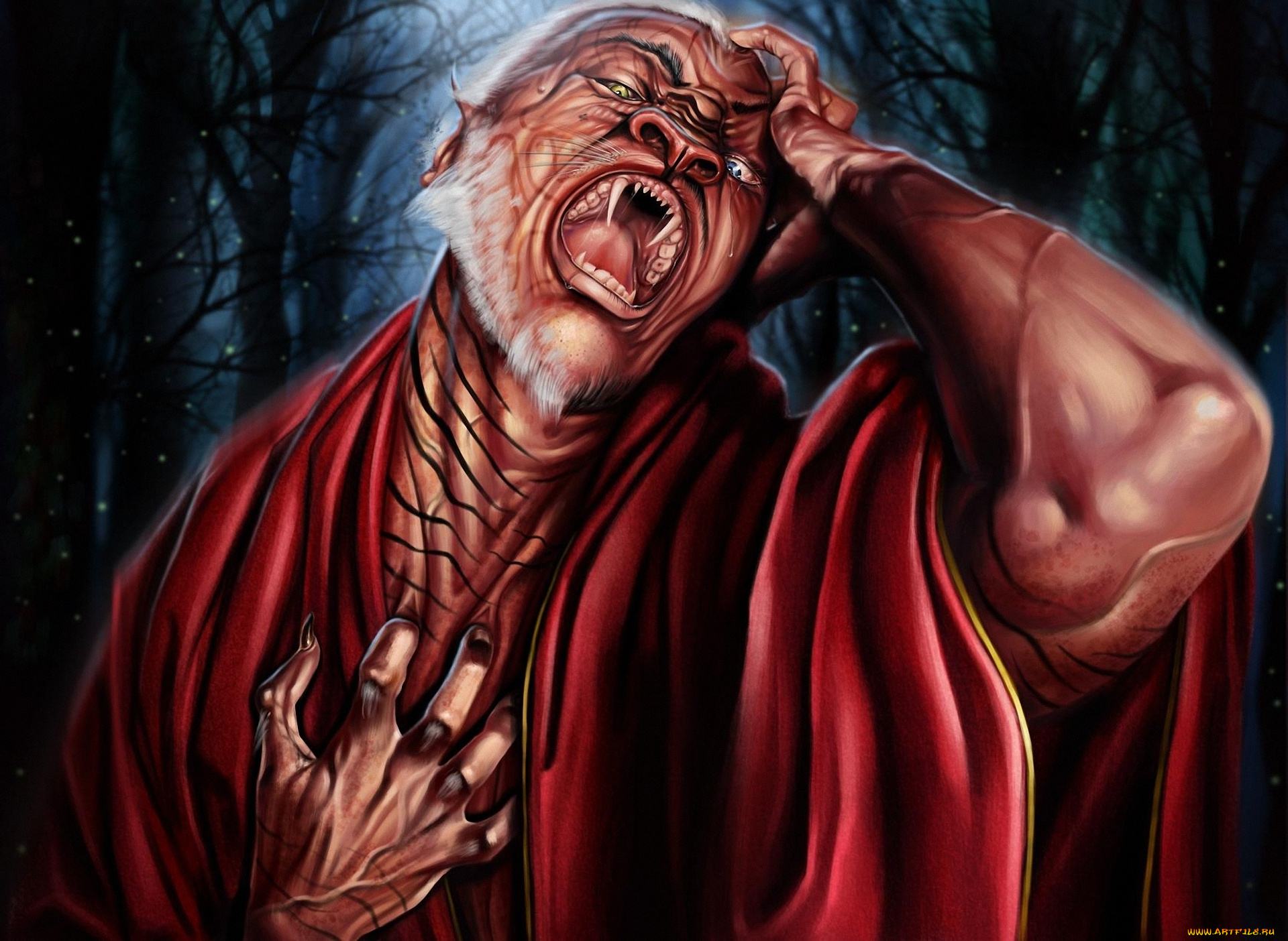 фэнтези, оборотни, ночь, существо, монстр, оборотень