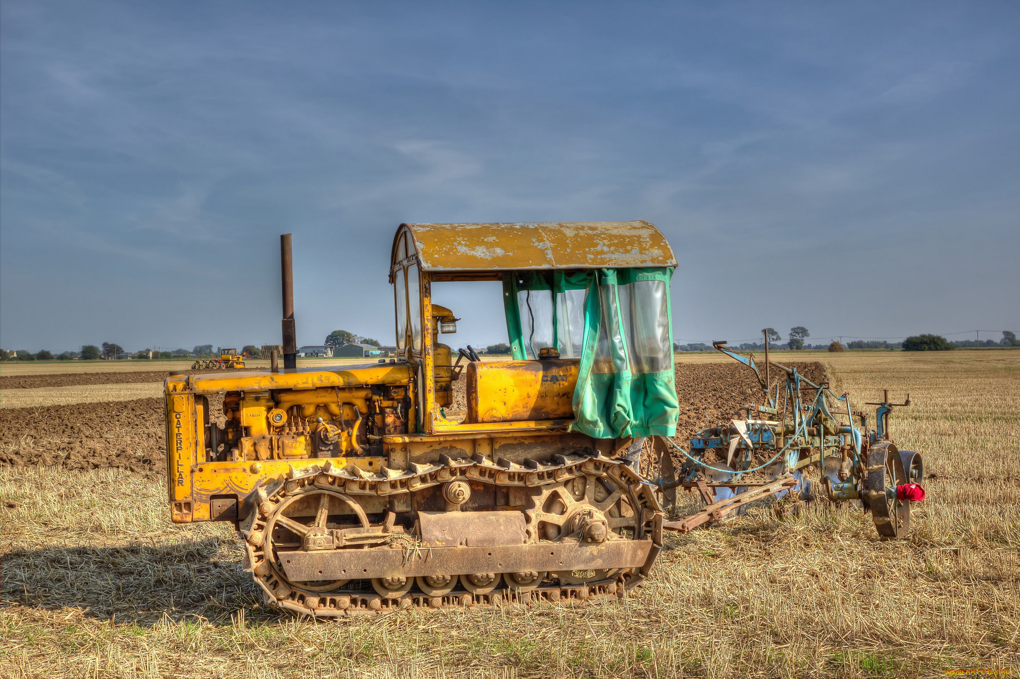 техника, тракторы, на, гусенецах, трактор, поле