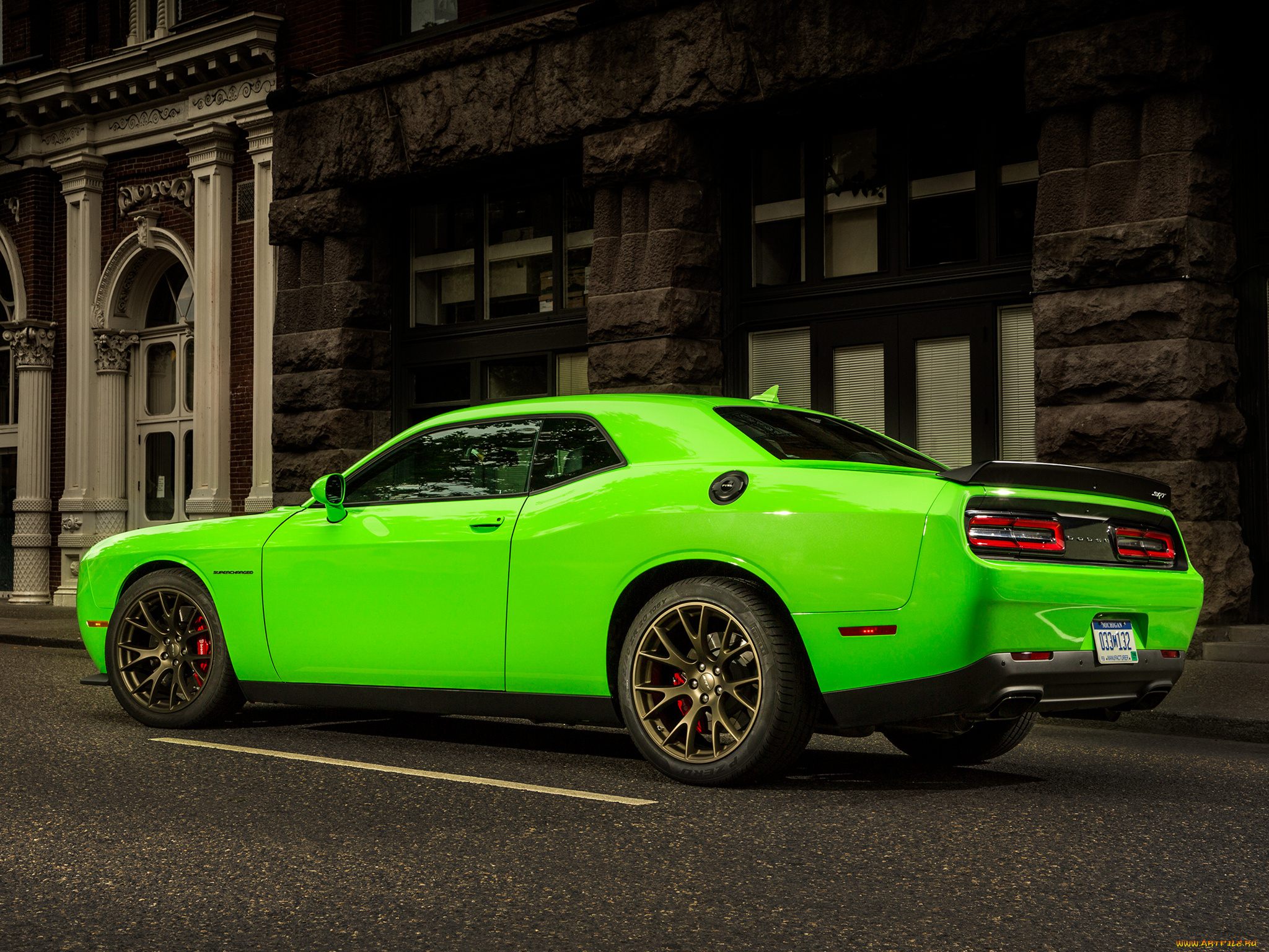 автомобили, dodge, 2015г, srt, challenger, зеленый, lc, hellcat