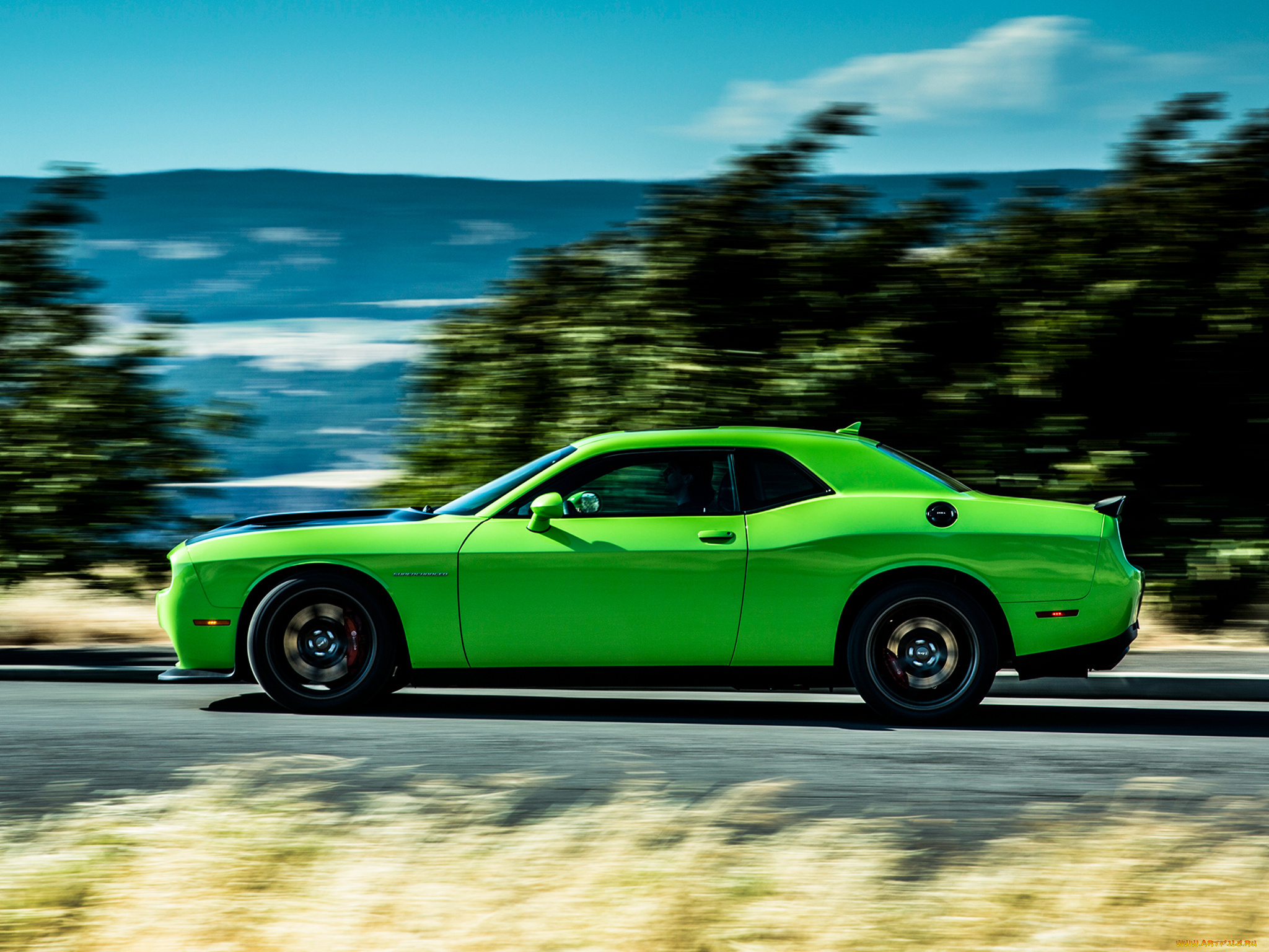 автомобили, dodge, hellcat, lc, зеленый, srt, challenger, 2015г