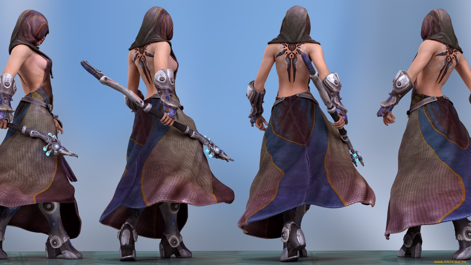 3д, графика, фантазия, , fantasy, девушка, взгляд, фон, оружие