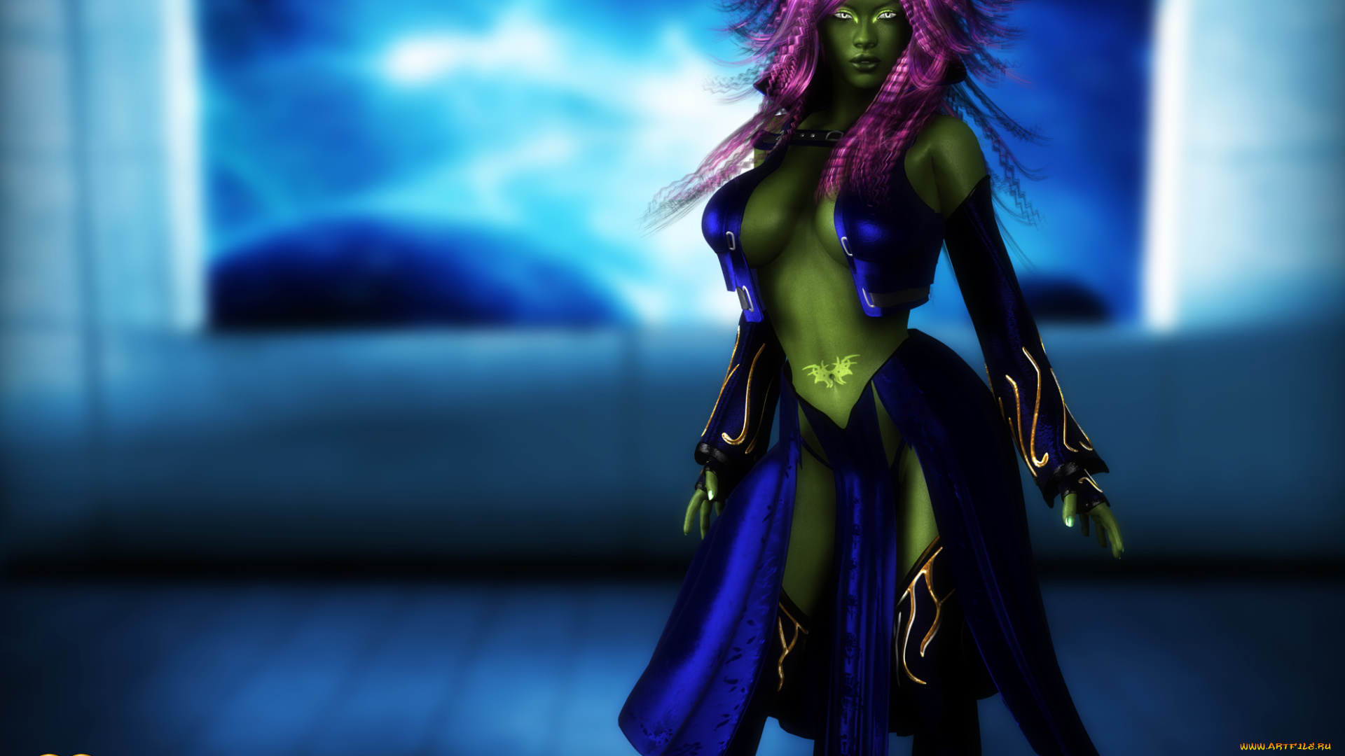 3д, графика, фантазия, , fantasy, девушка, взгляд, фон