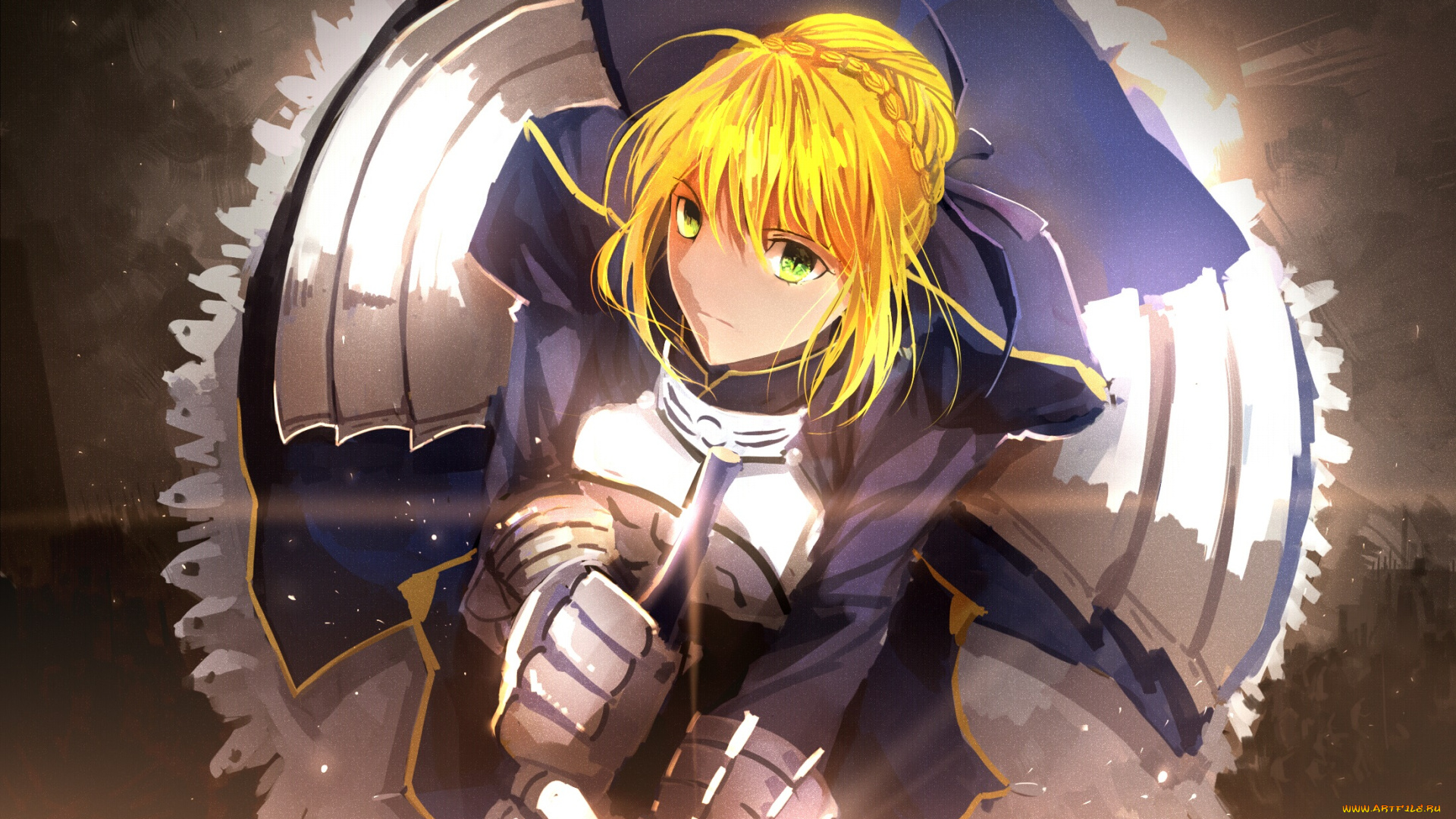 аниме, fate, stay, night, stay, night, saber, hei, tong, shi, арт, девушка, взгляд