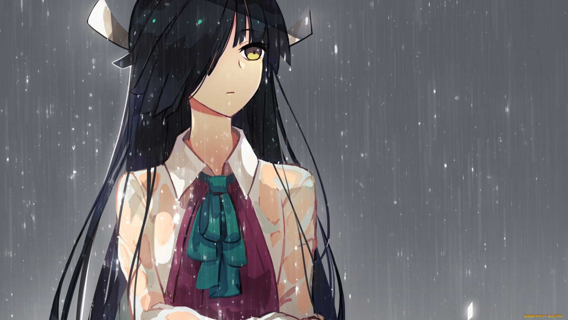 аниме, kantai, collection, арт, tsubasa19900920, kantai, collection, hayashimo, девушка, дождь