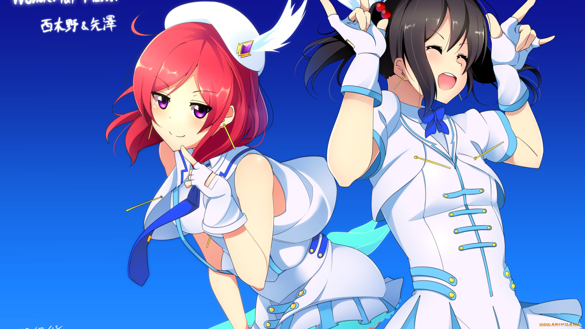 аниме, love, live, , school, idol, project, небо, девушки, арт, miton15, yazawa, nico, nishikino, maki, love, live, school, idol, project