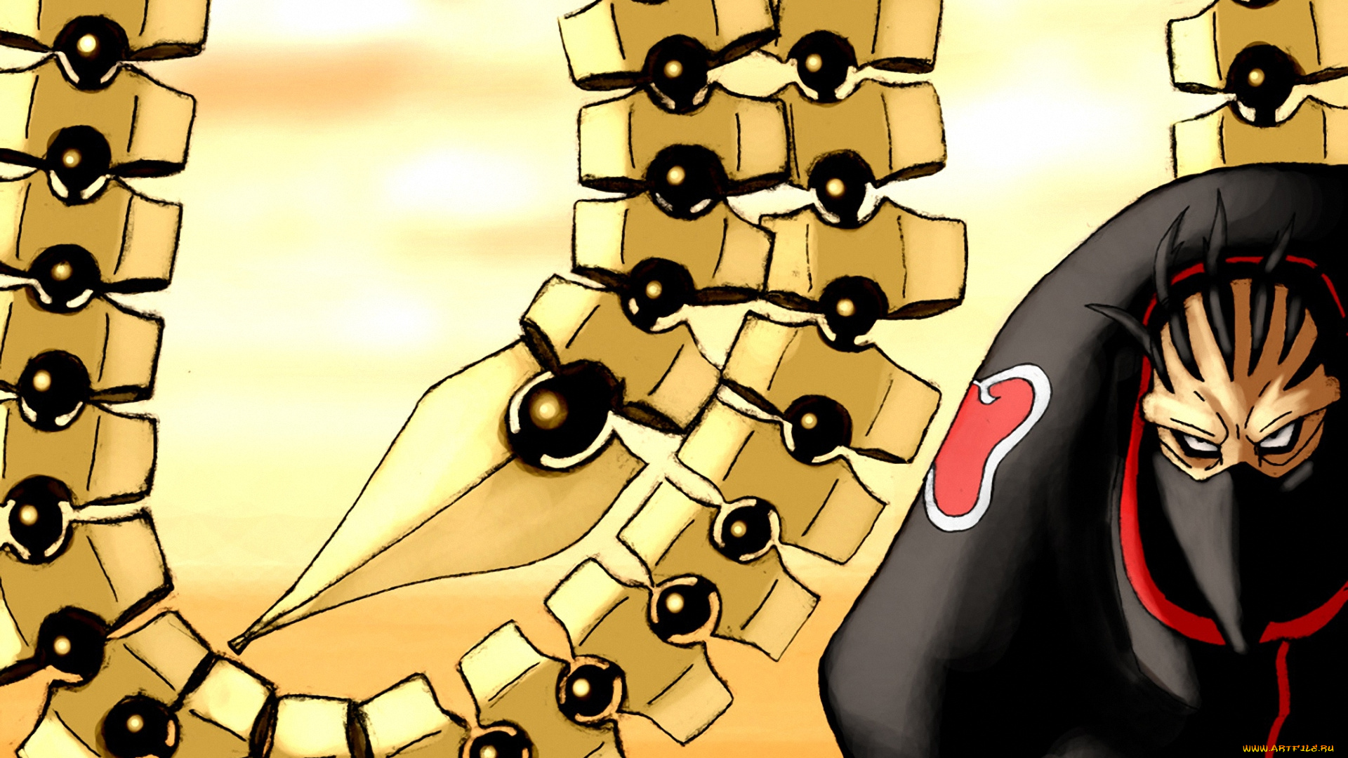 аниме, naruto, sasori, shinobi, akatsuki, ниндзя, марионетка, кукловод, шиноби, хвост, облака