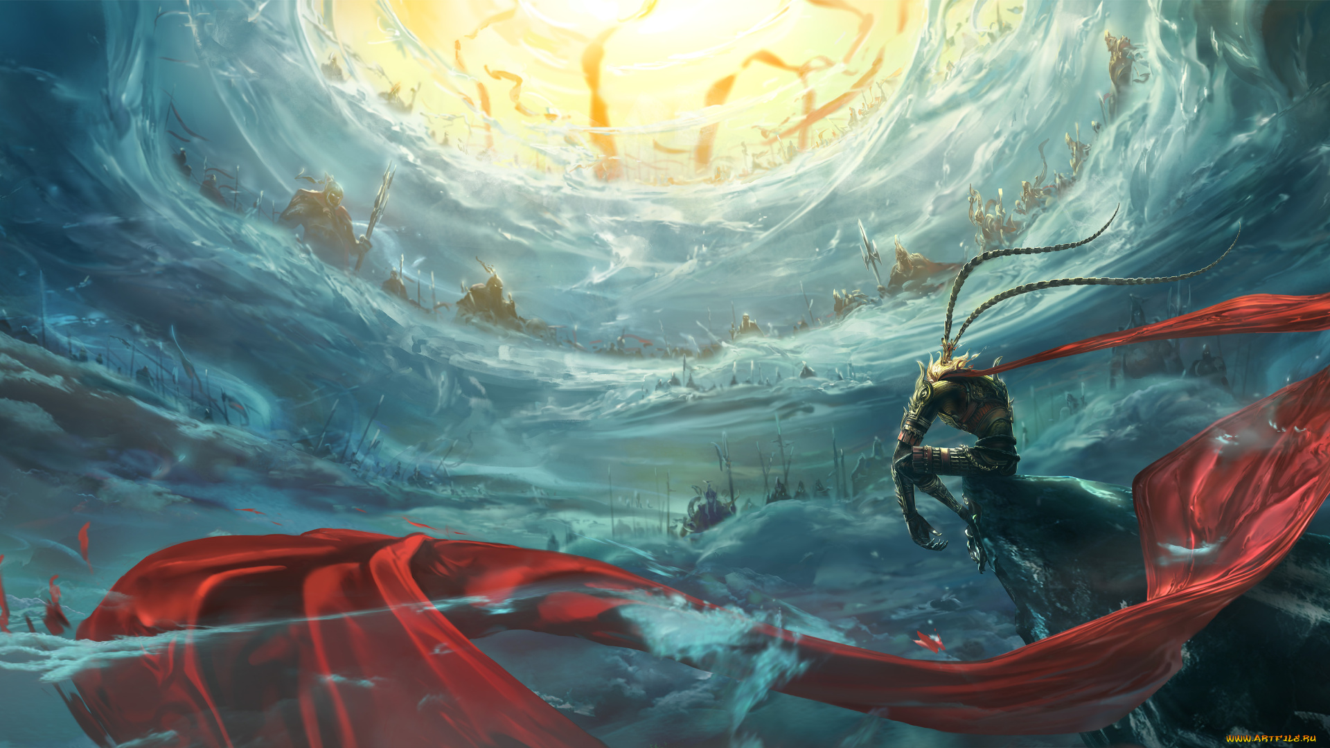 аниме, оружие, , техника, , технологии, арт, tagme, artist, sun, wukong, journey, to, the, west, армия, тучи, облака