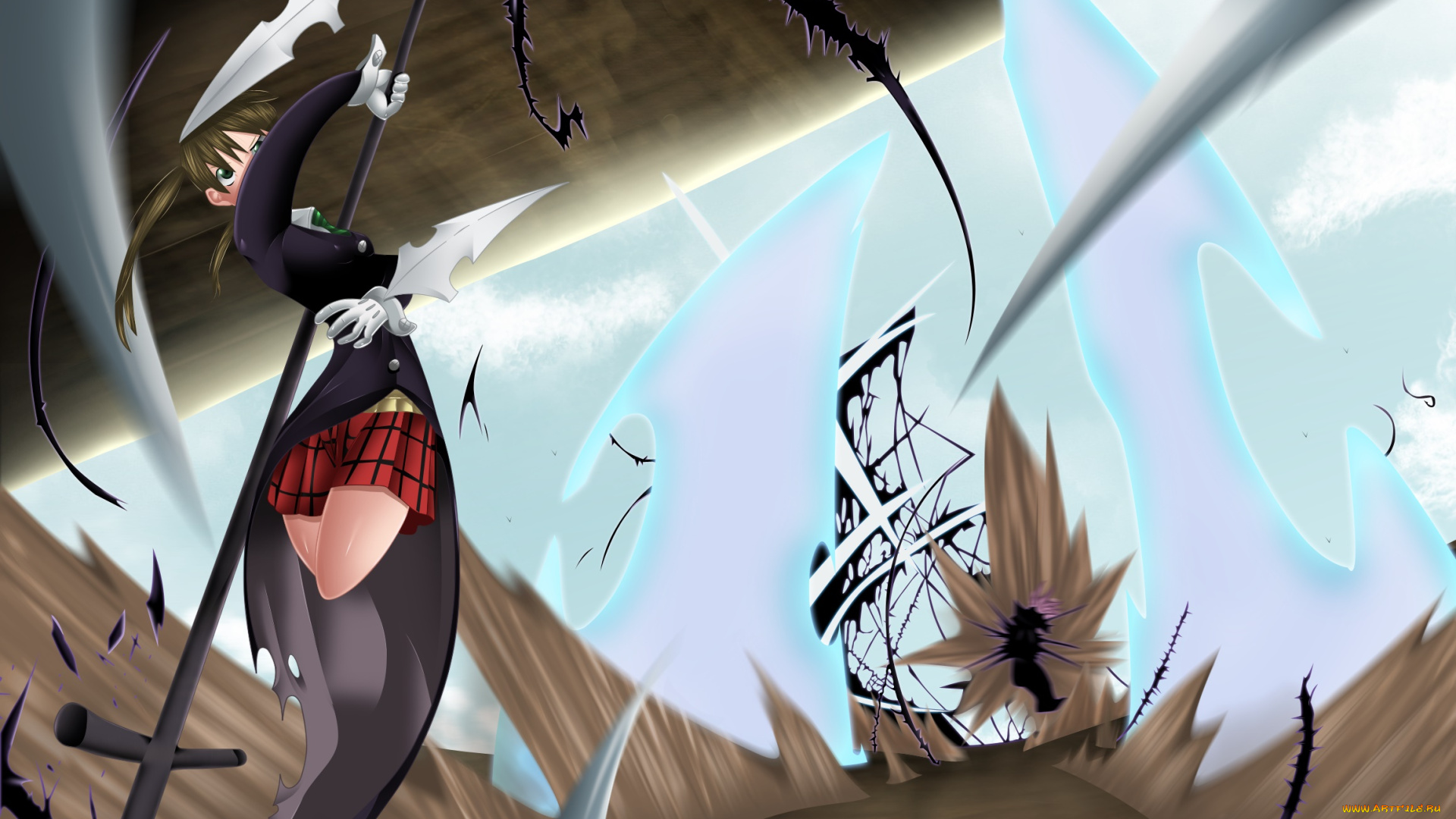 аниме, soul, eater, ragnarok, chrona, soul, eater, evans, maka, albarn, фон, взгляд, девушка