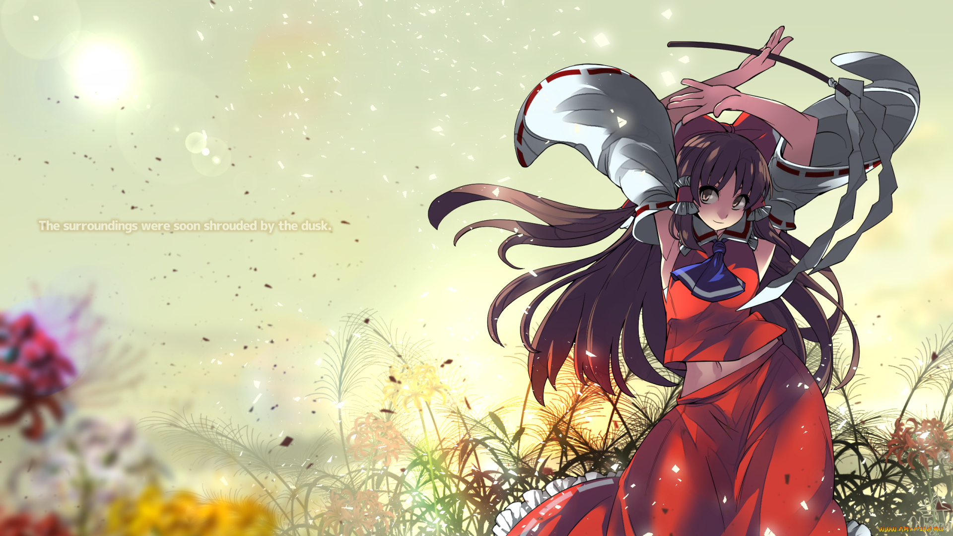 аниме, touhou, девушка, umigarasu, hakurei, reimu, kitsune1963, арт