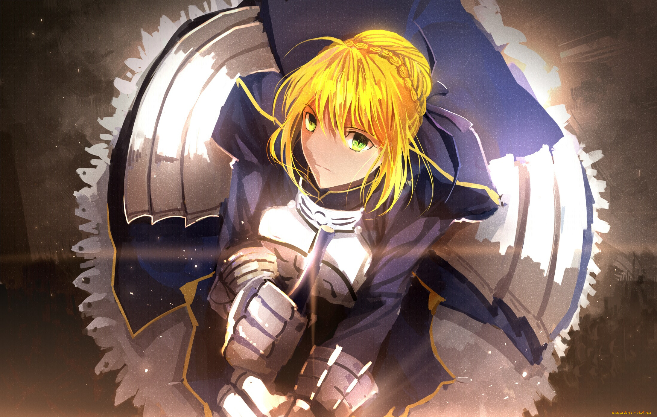 аниме, fate, stay, night, stay, night, saber, hei, tong, shi, арт, девушка, взгляд