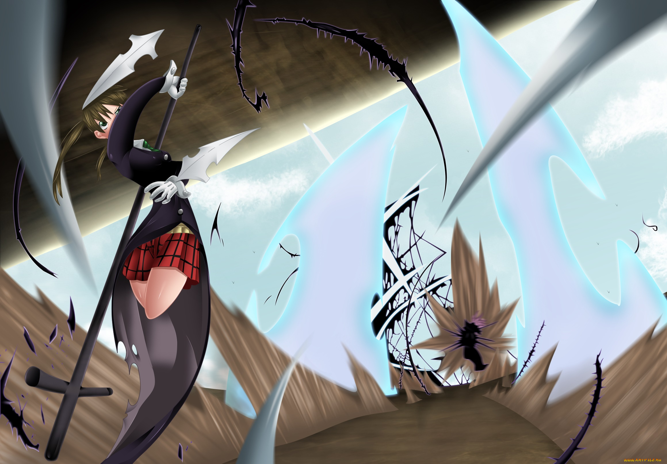 аниме, soul, eater, ragnarok, chrona, soul, eater, evans, maka, albarn, фон, взгляд, девушка