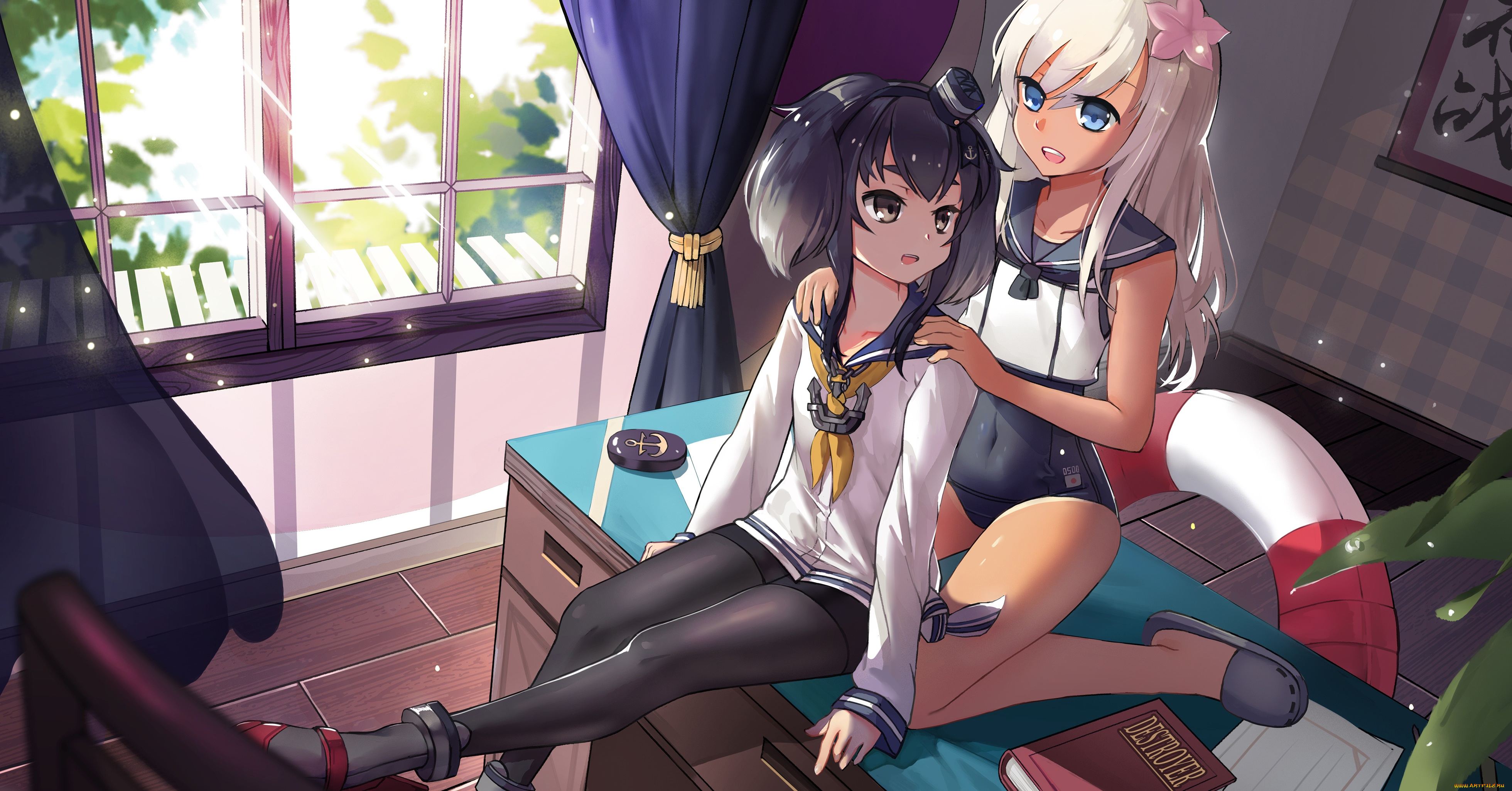 аниме, kantai, collection, kantai, collection, ro-500, kancolle, tokitsukaze, tsubasa19900920, арт, девушки