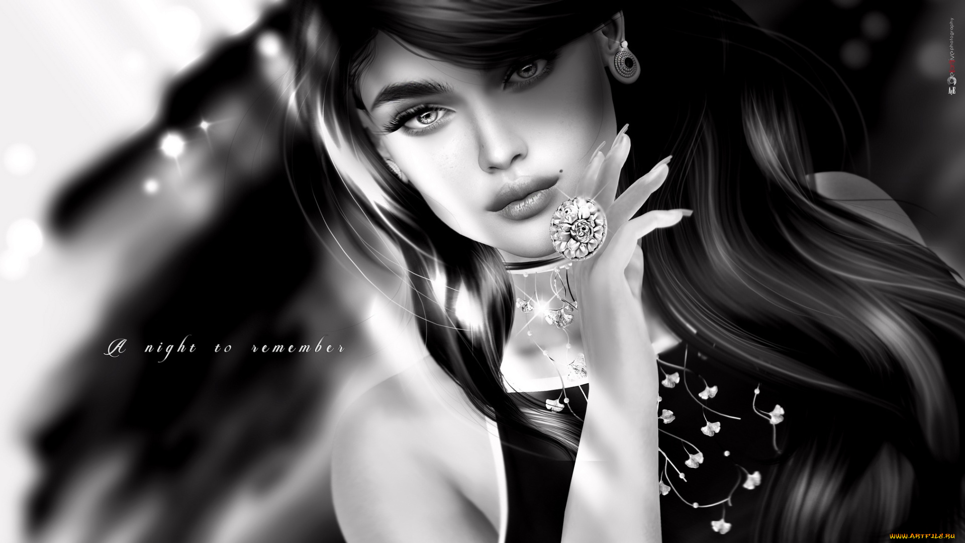 3д, графика, портрет, , portraits, нуар, девушка, кольцо