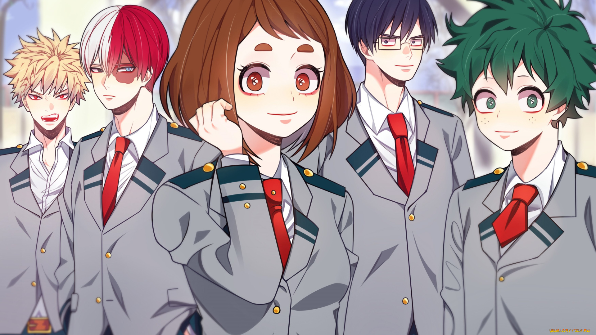 аниме, boku, no, hero, academia, фон, взгляд, девушка