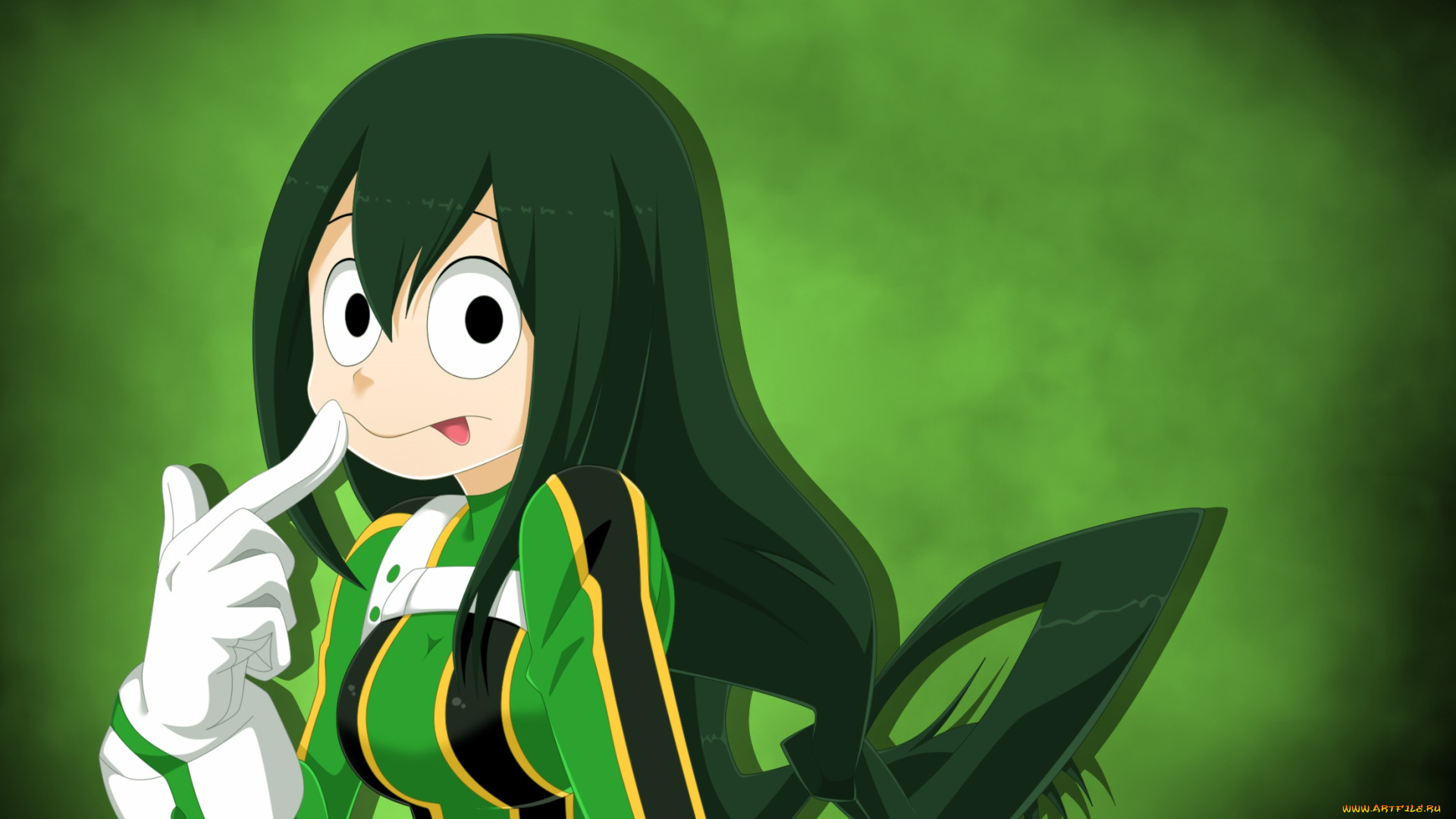 аниме, boku, no, hero, academia, взгляд, девушка, фон