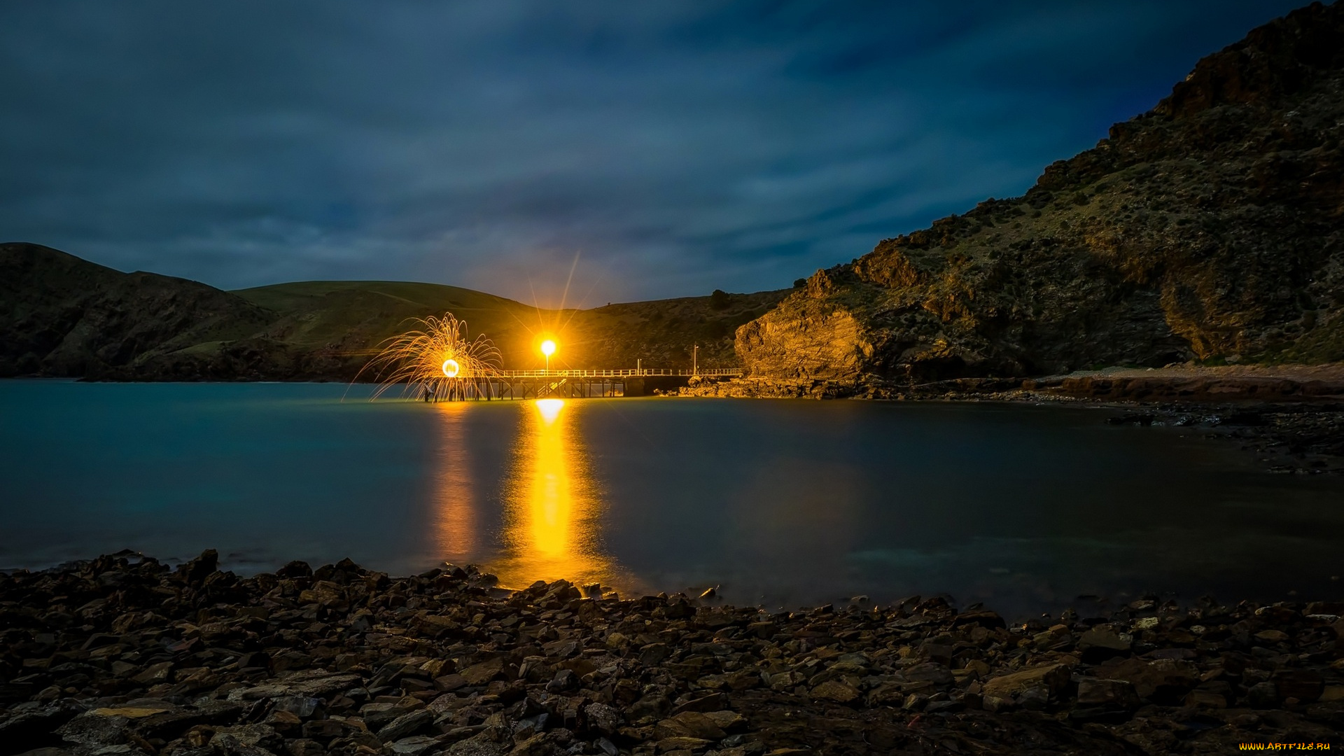 австралия, природа, побережье, камни, водоем, пристань, холмы