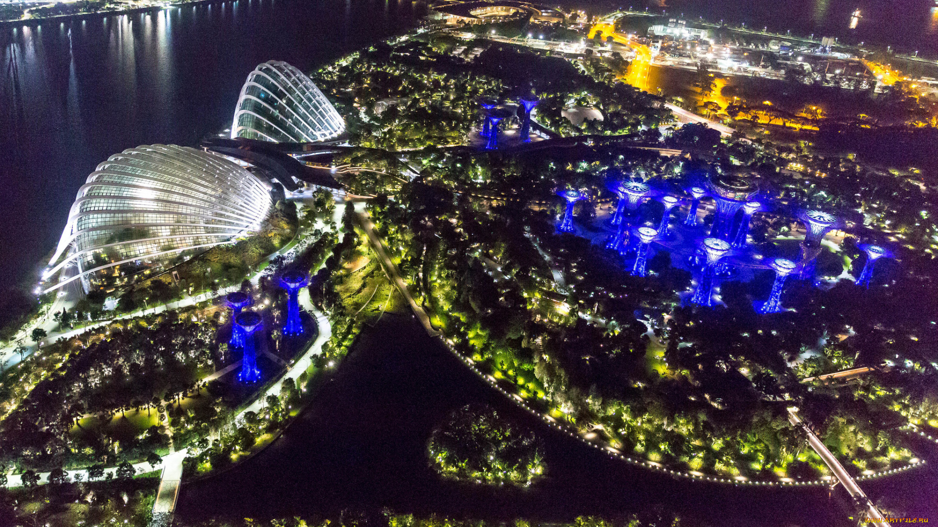 города, сингапур, , сингапур, ночные, огни, singapore, night, lights
