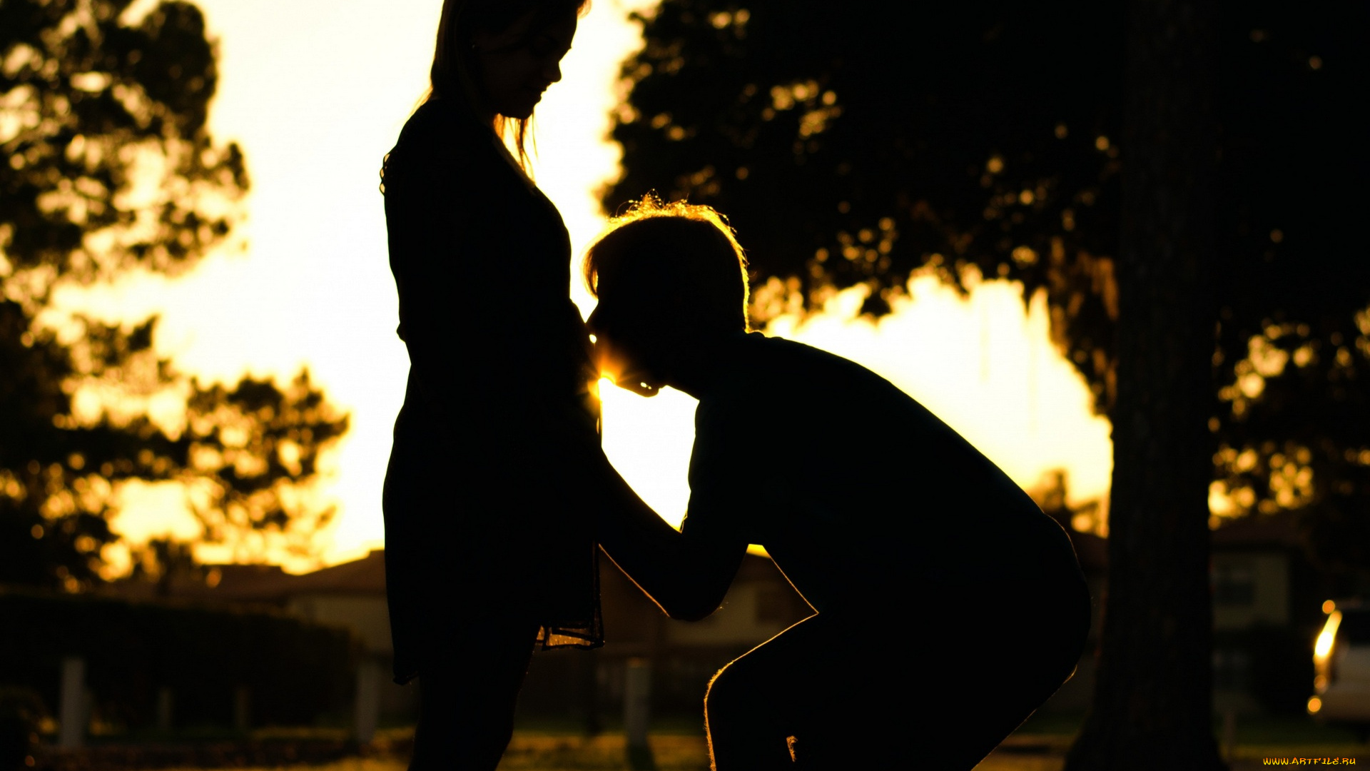 разное, мужчина, женщина, поцелуй, деревья