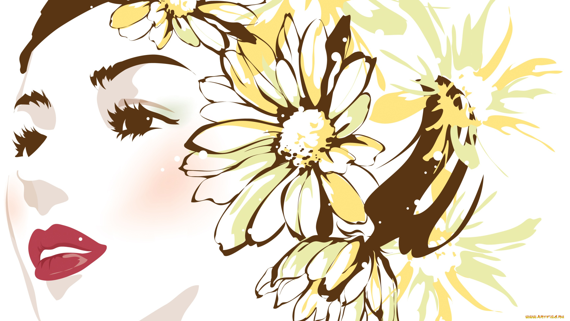 векторная, графика, девушки, , girls, девушка, фон, взгляд