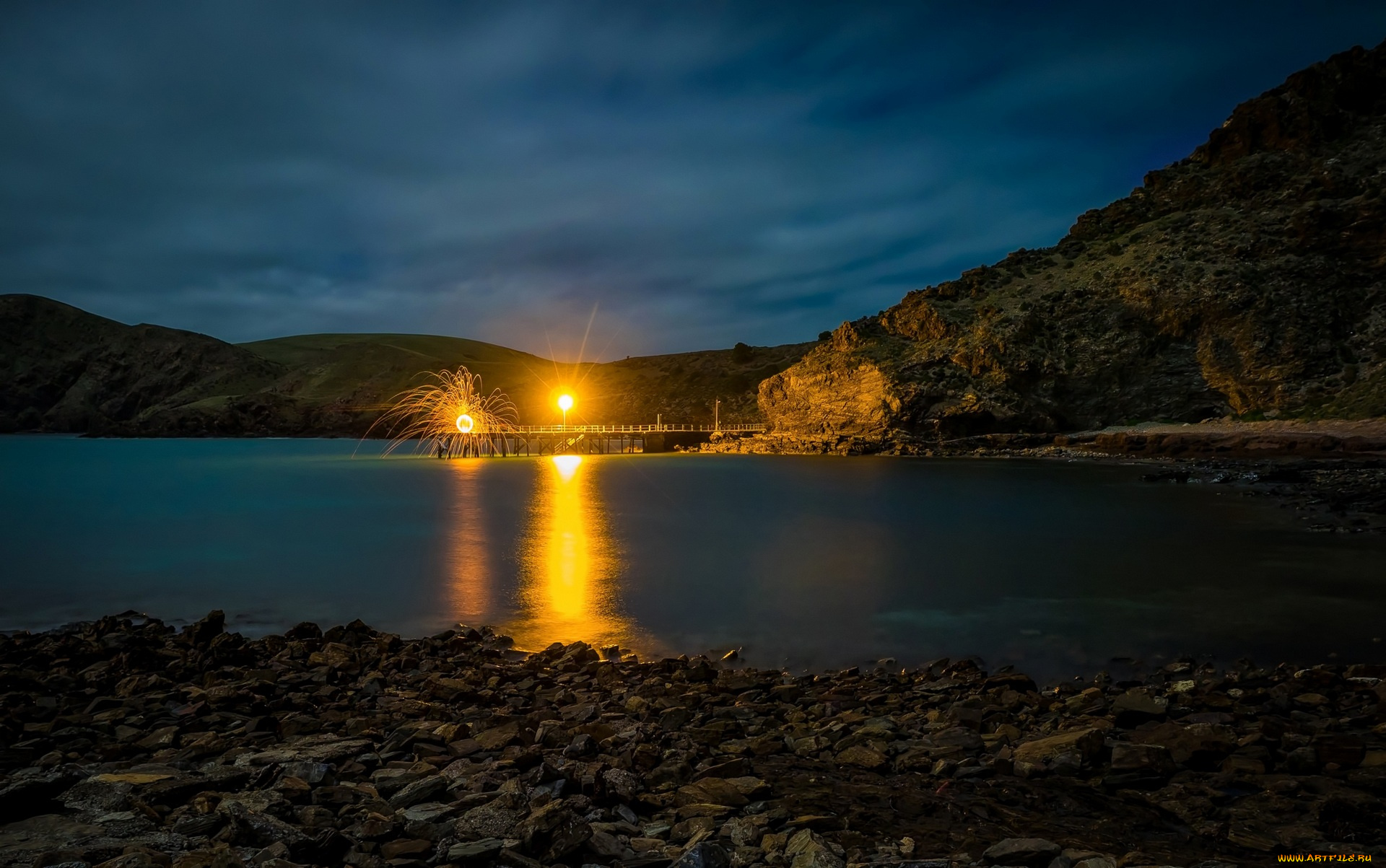 австралия, природа, побережье, камни, водоем, пристань, холмы